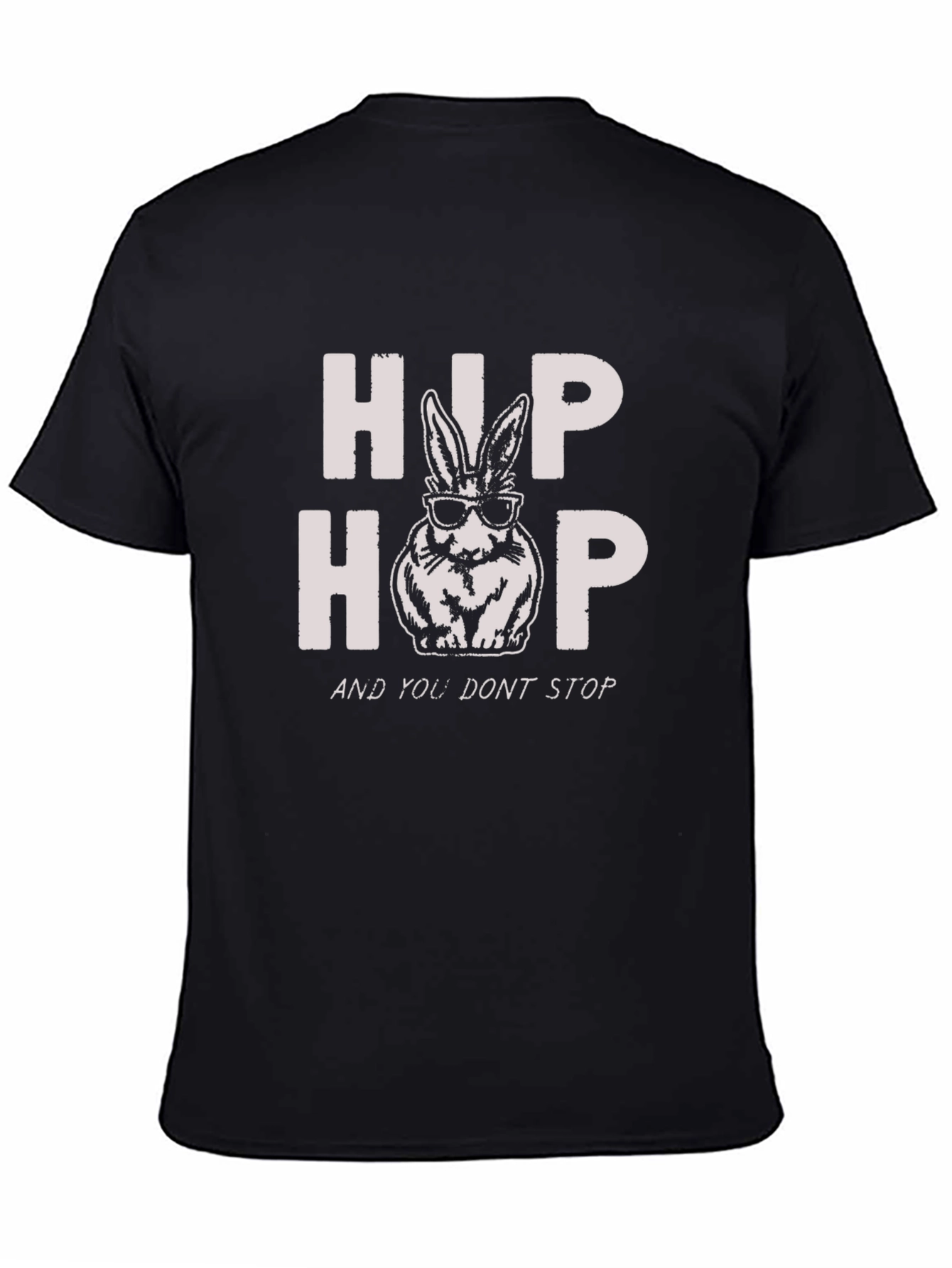 Black Hip Hop Rabbit Graphic T-Shirt - Funny Easter Tee view 4