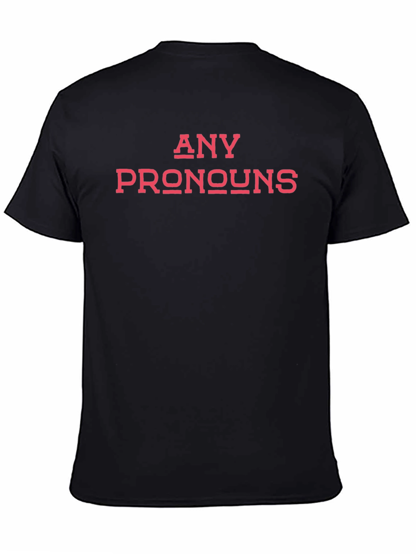 Black Any Pronouns Black Cotton T-Shirt view 4