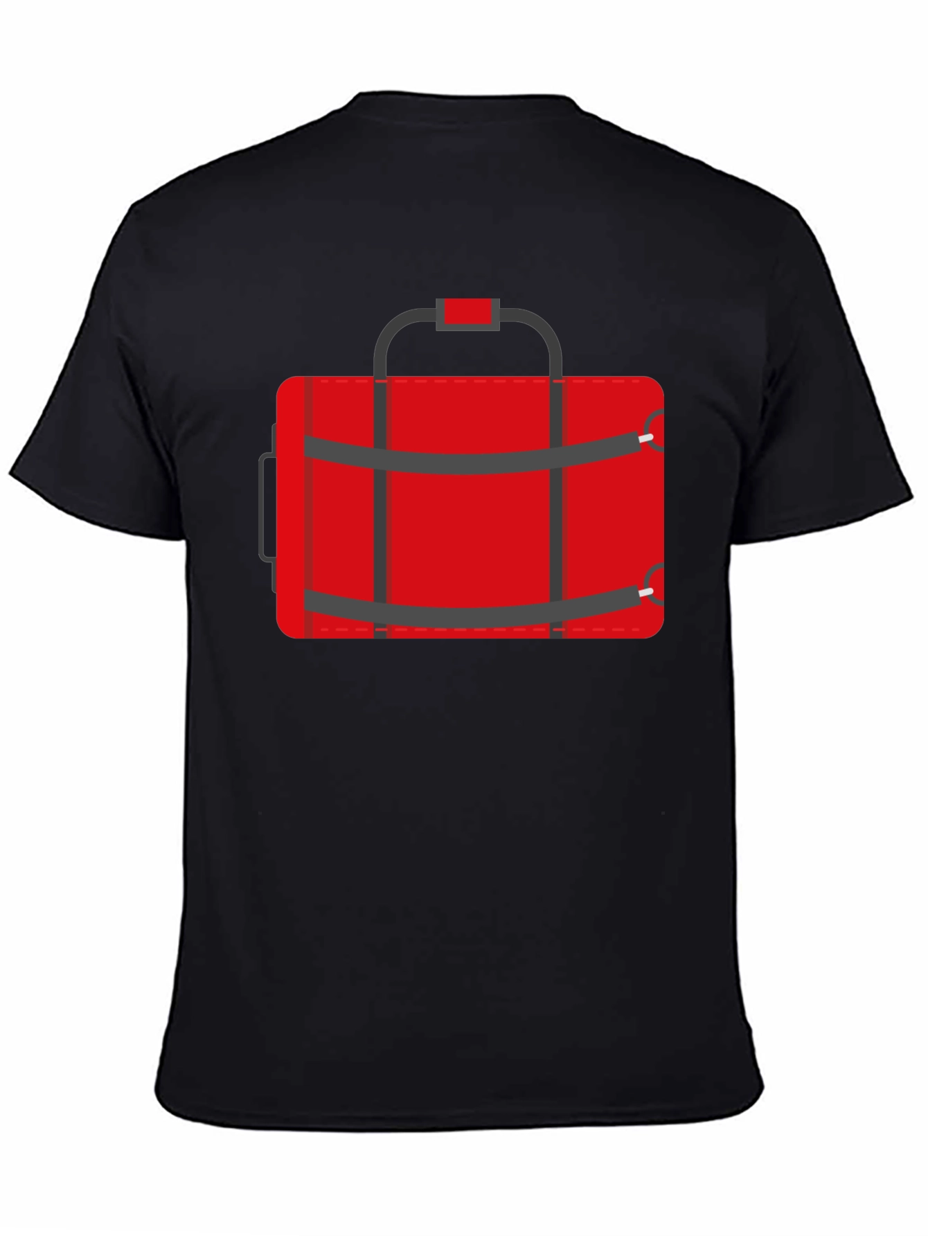 Black Red Duffle Bag Graphic T-Shirt - Casual Style view 4