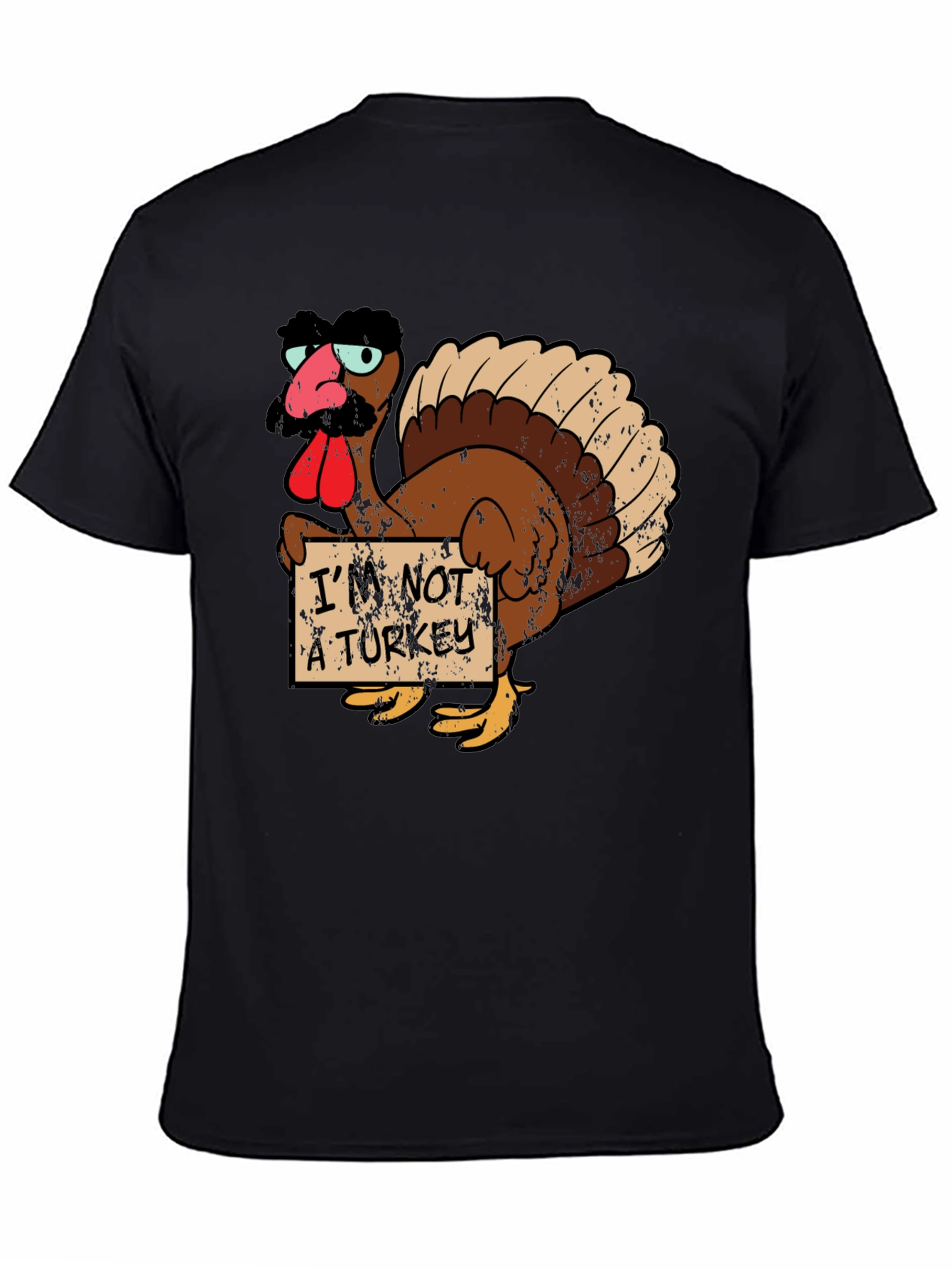 Black Funny Turkey in Disguise T-Shirt - Thanksgiving Humor view 4