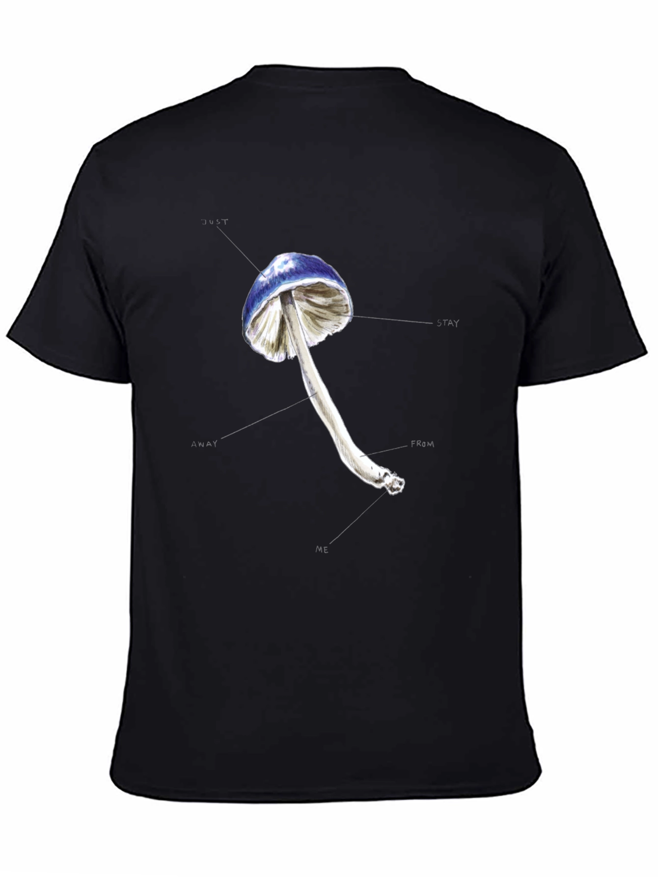 Black Mushroom Graphic T-Shirt - Stay Away From Me view 4