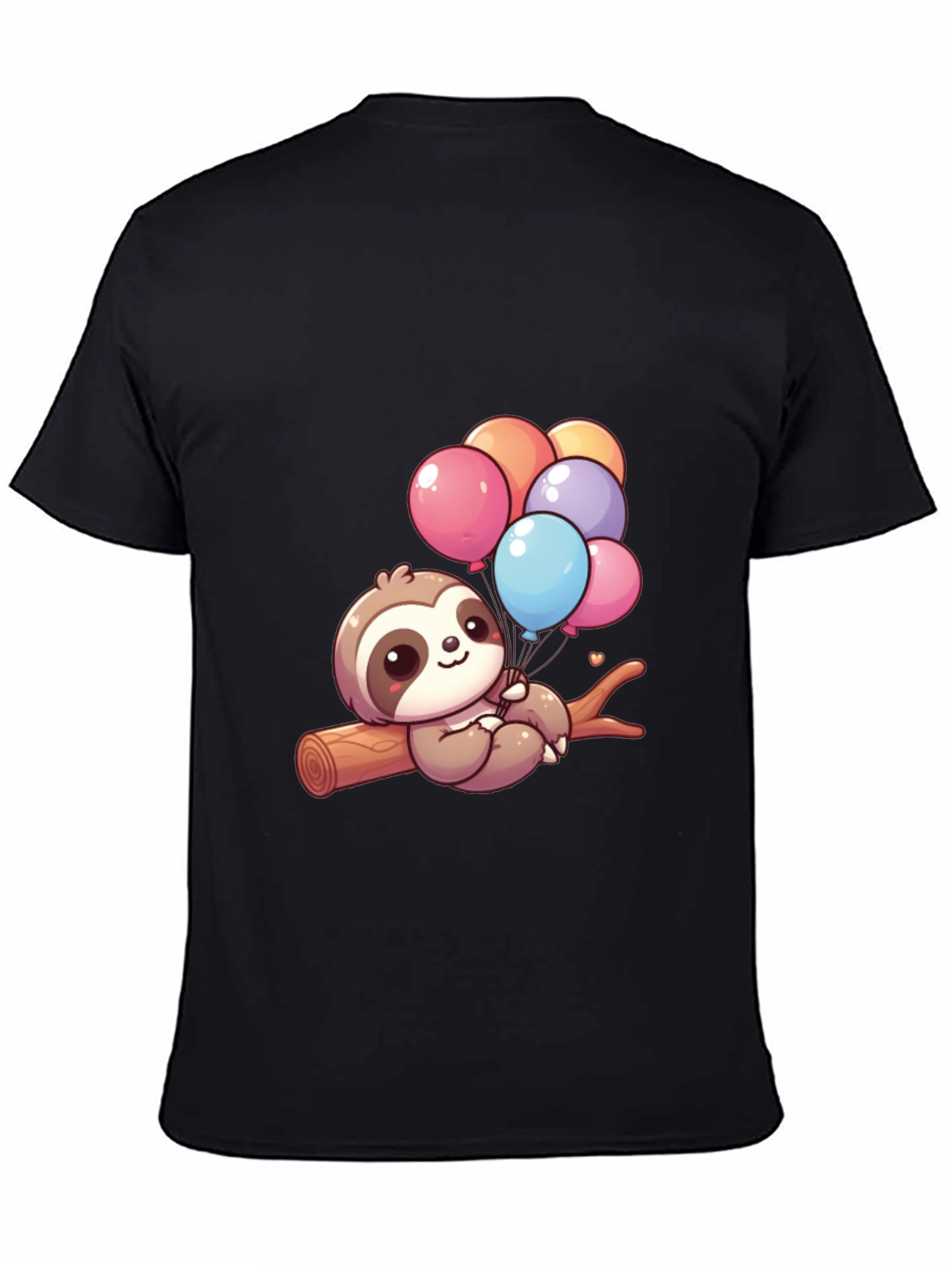 Black Sloth with Balloons Graphic Tee - Cute & Comfy! view 4