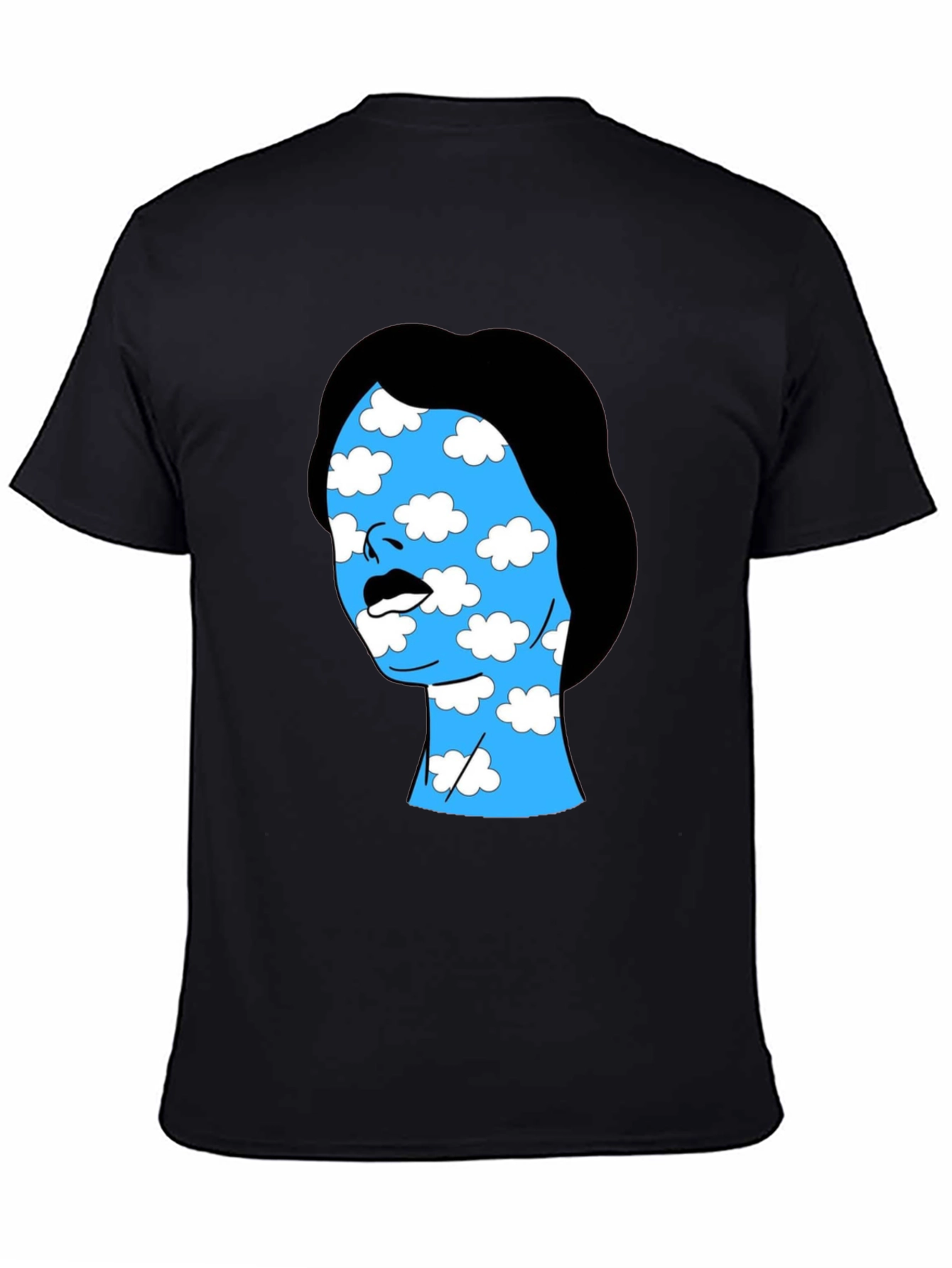 Black Cloud Face Graphic Tee - Black Cotton Blend T-Shirt view 4
