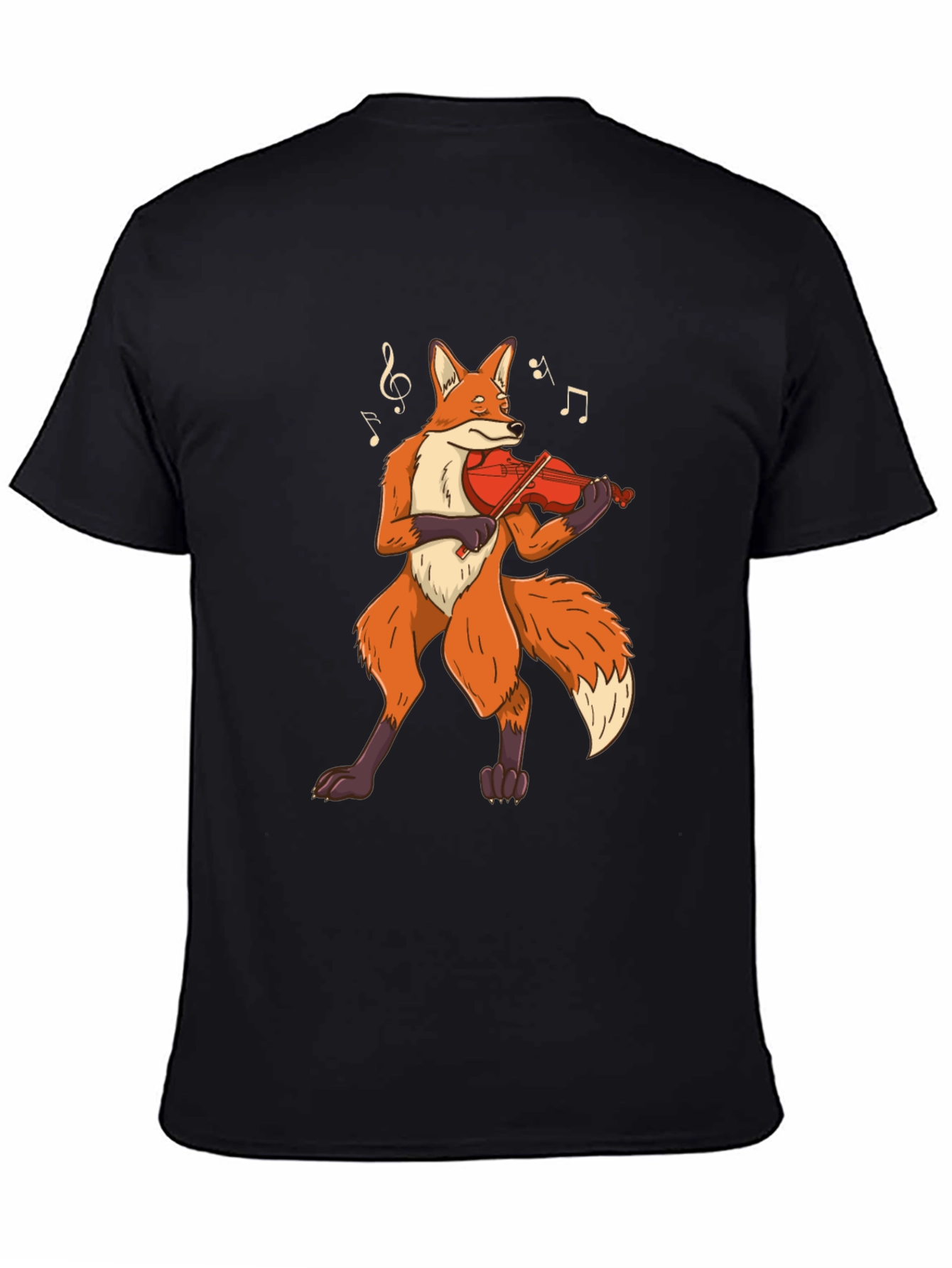 Black Fox Violinist Graphic Tee - Musical Animal Shirt view 4