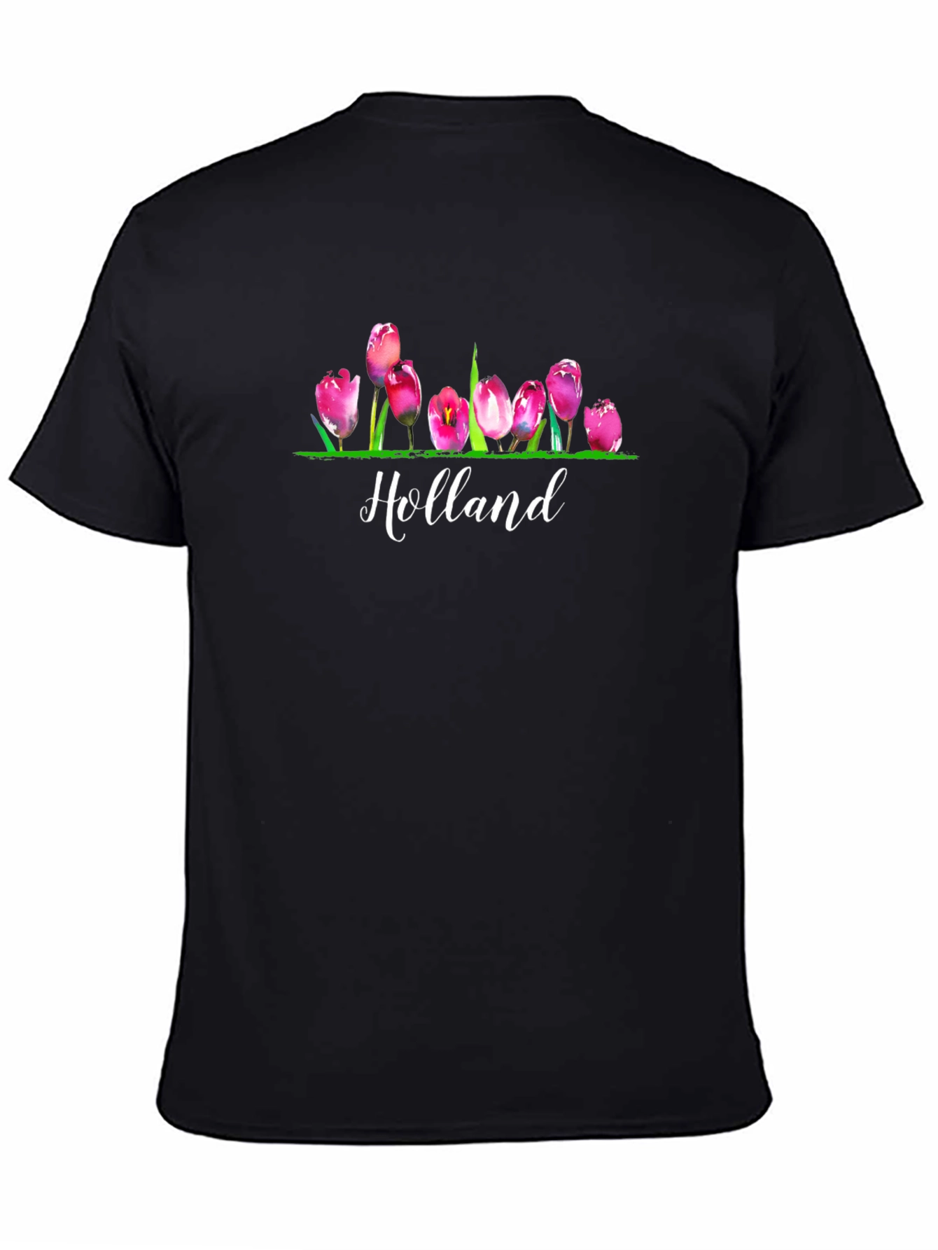 Black Holland Tulips Graphic T-Shirt view 4