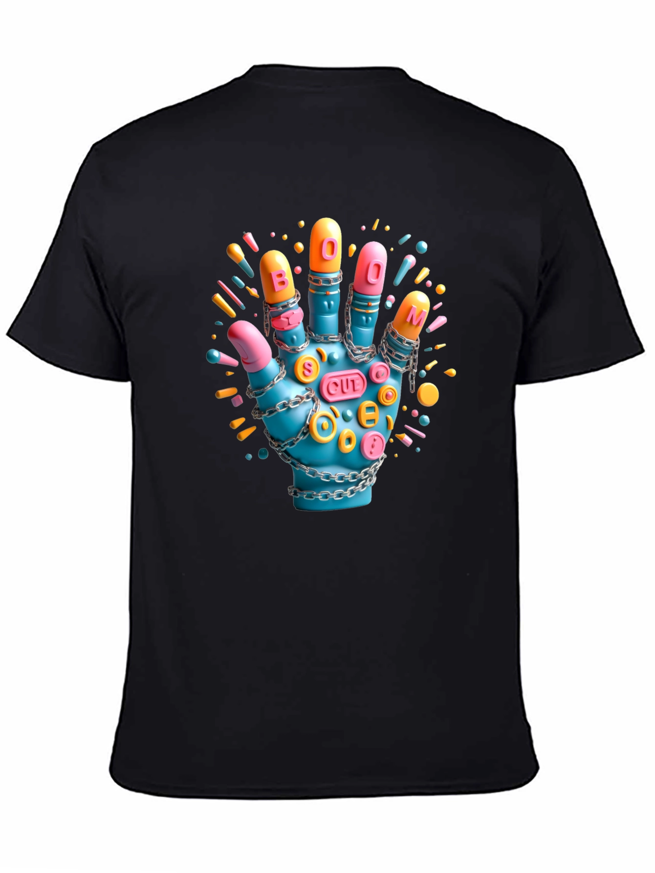 Black Funky "Bonus Score" Graphic Print T-Shirt view 4