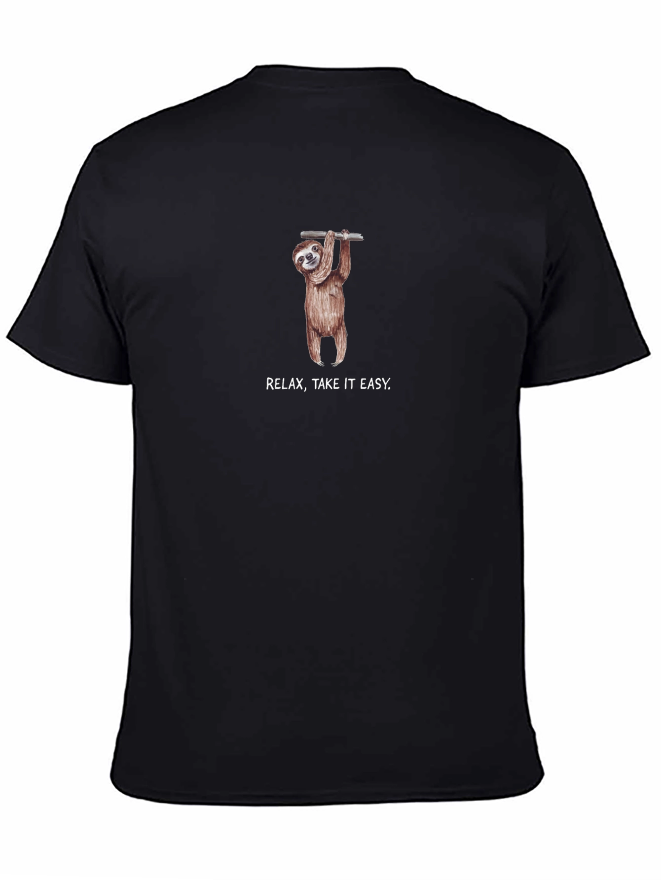 Black Relax Sloth Graphic Tee - Black Casual Shirt view 4