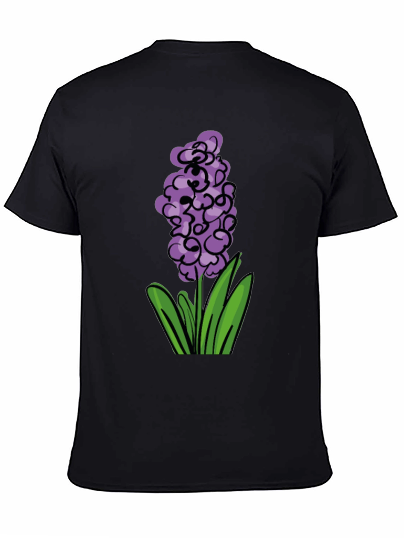 Black Floral Graphic Tee - Purple Hyacinth Design view 4