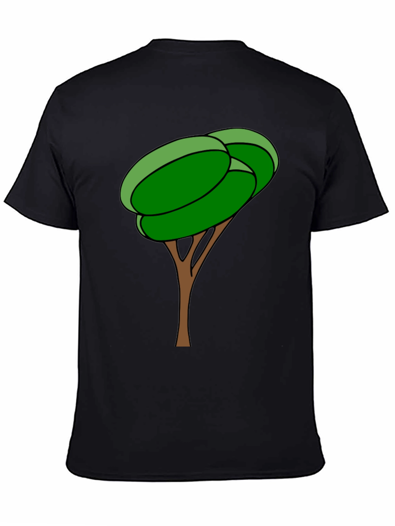 Black Cartoon Tree Graphic Tee - Black Cotton Blend Shirt view 4