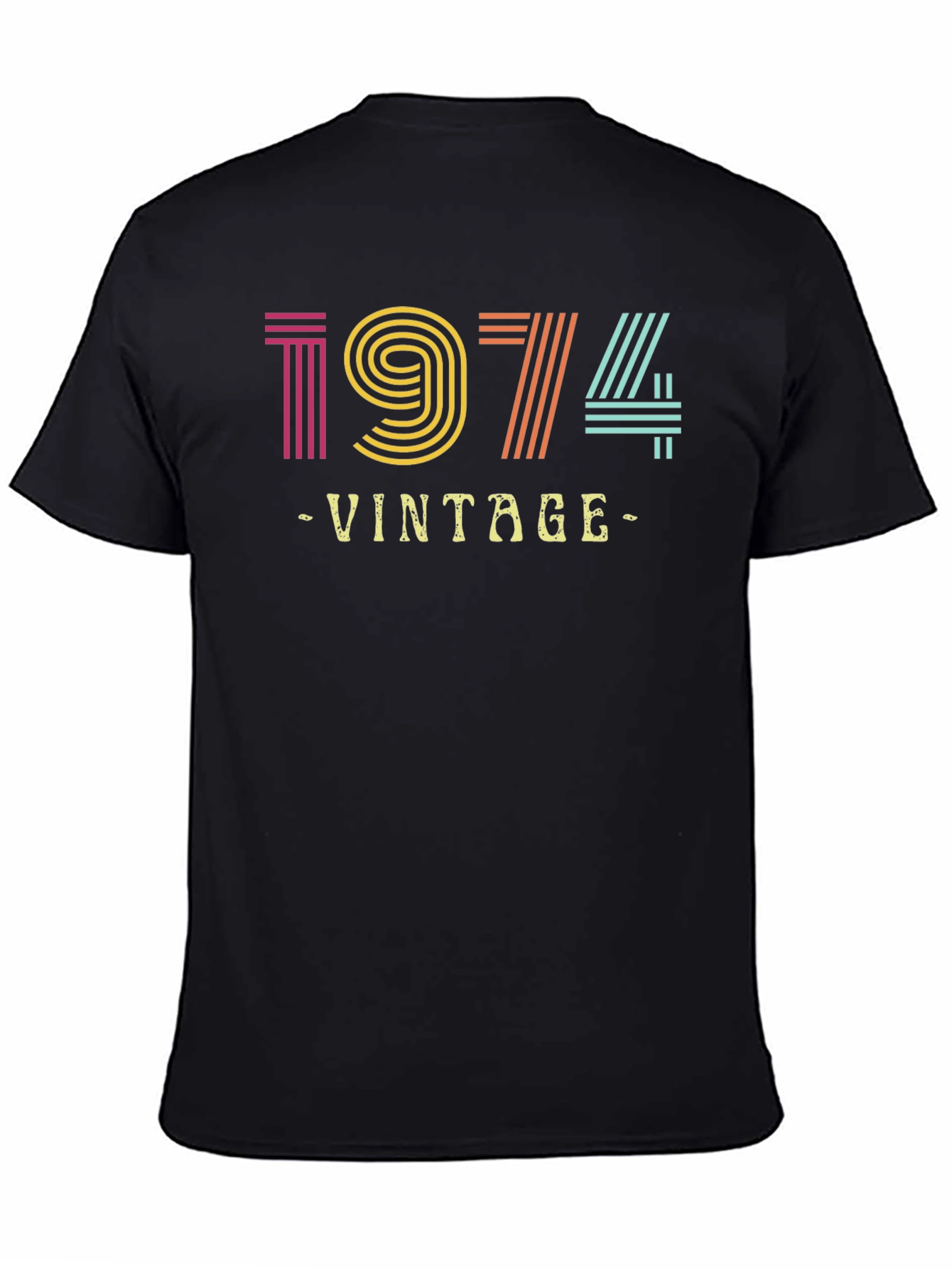 Black Vintage 1974 Graphic Tee - Retro Birthday Shirt view 4