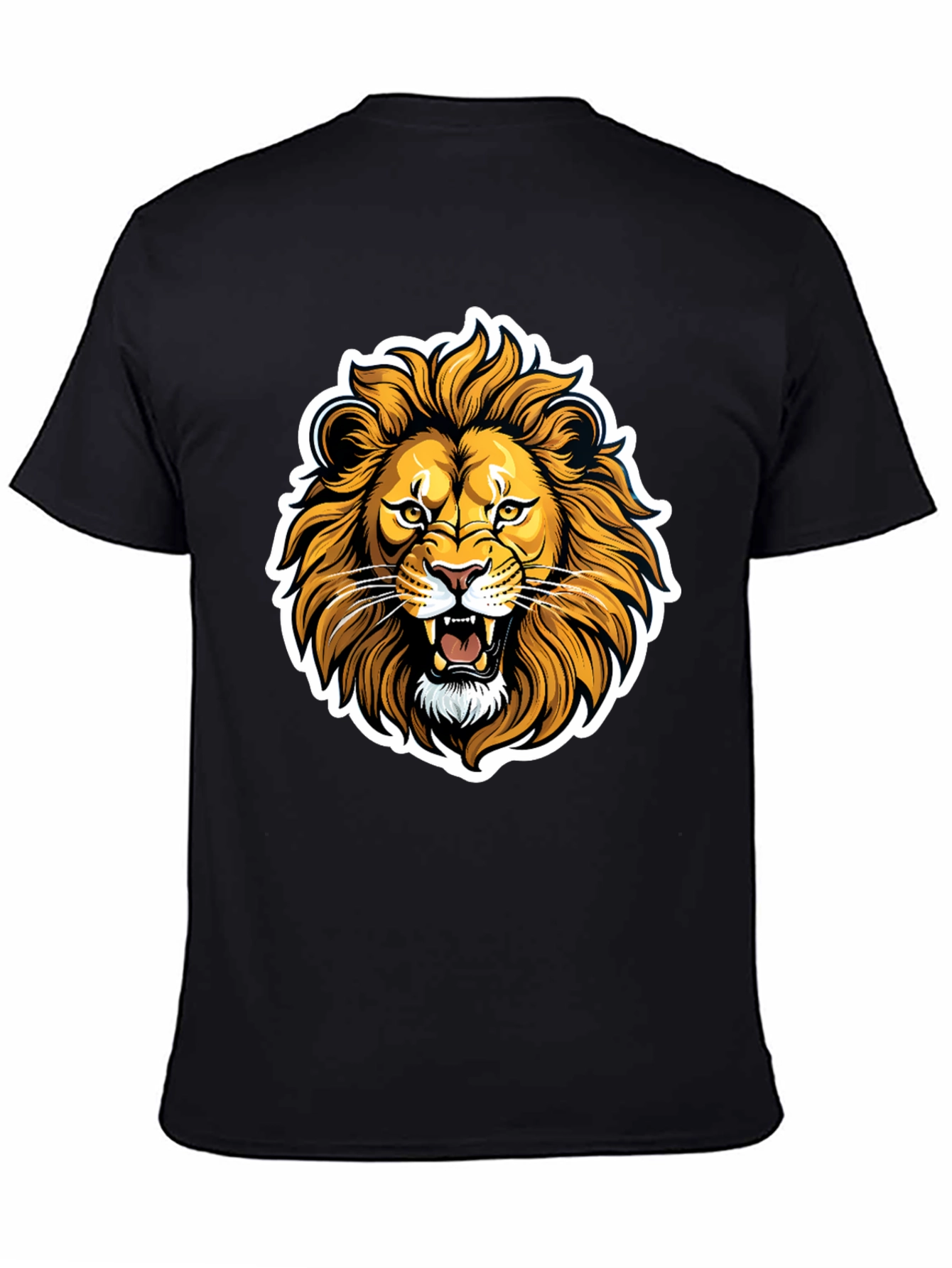 Black Lion Graphic Black T-Shirt - Fierce Animal Design view 4