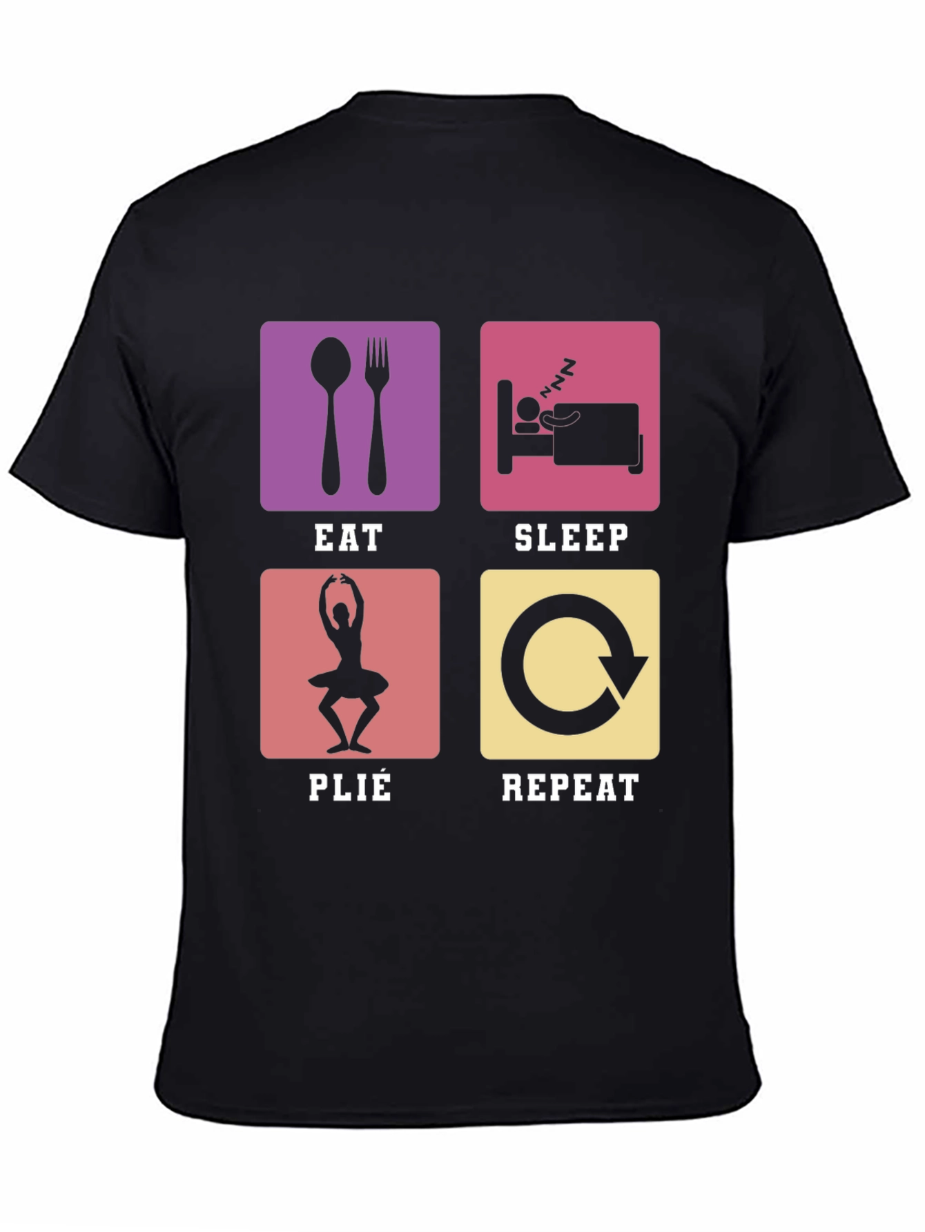 Black Eat Sleep Plie Repeat T-Shirt - Ballet Dancer Gift view 4