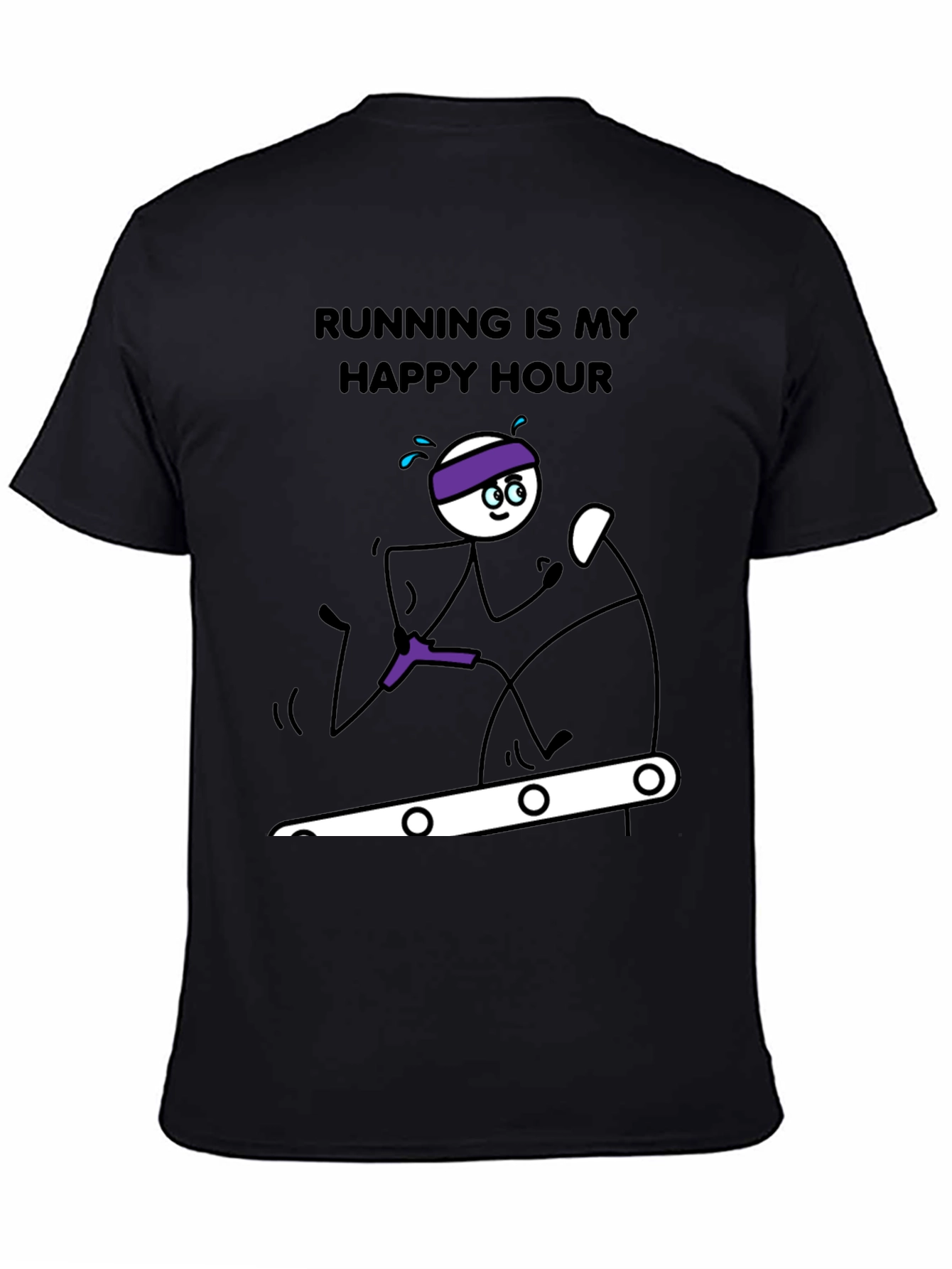Black Running is My Happy Hour T-Shirt view 4