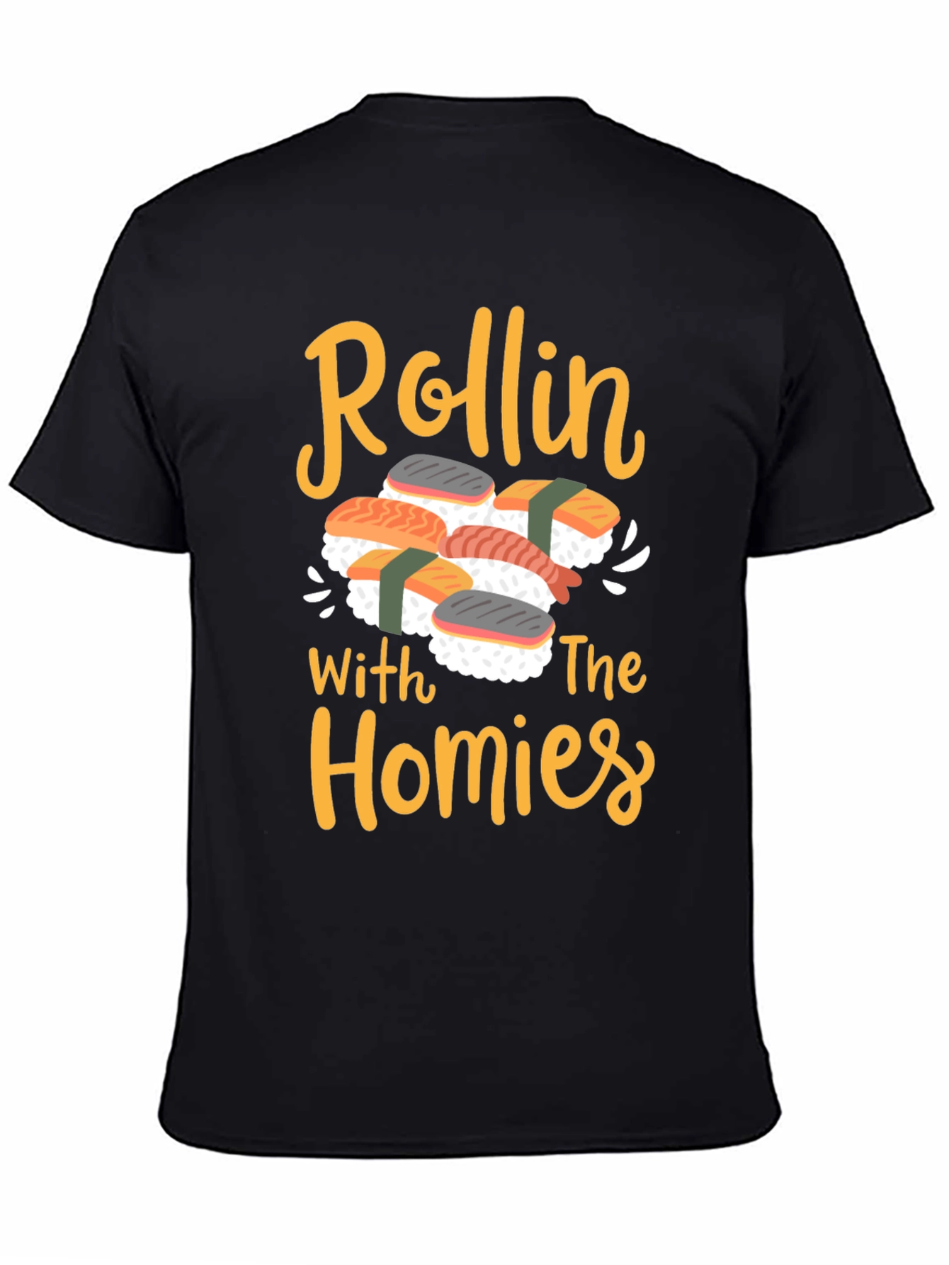 Black Rollin' With The Homies Sushi Graphic Tee view 4