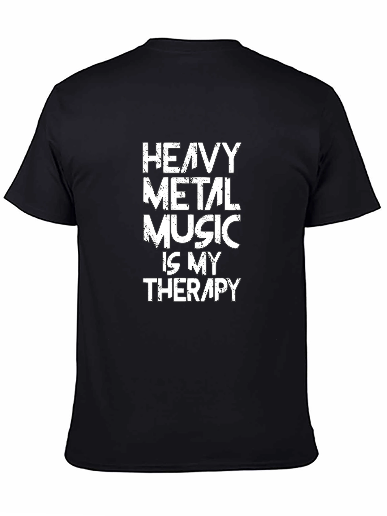 Black Heavy Metal Music Therapy Tee - Black Graphic T-Shirt view 4