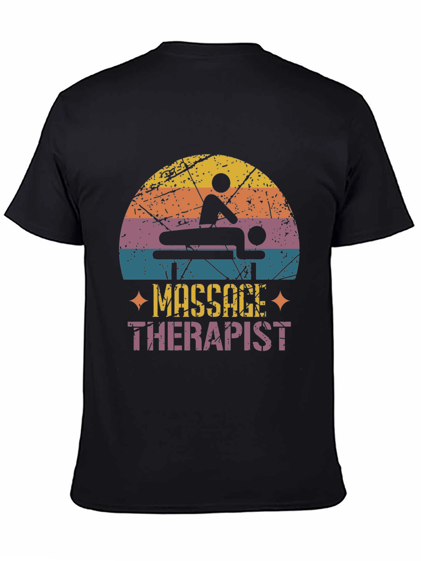 Black Massage Therapist Retro T-Shirt view 4