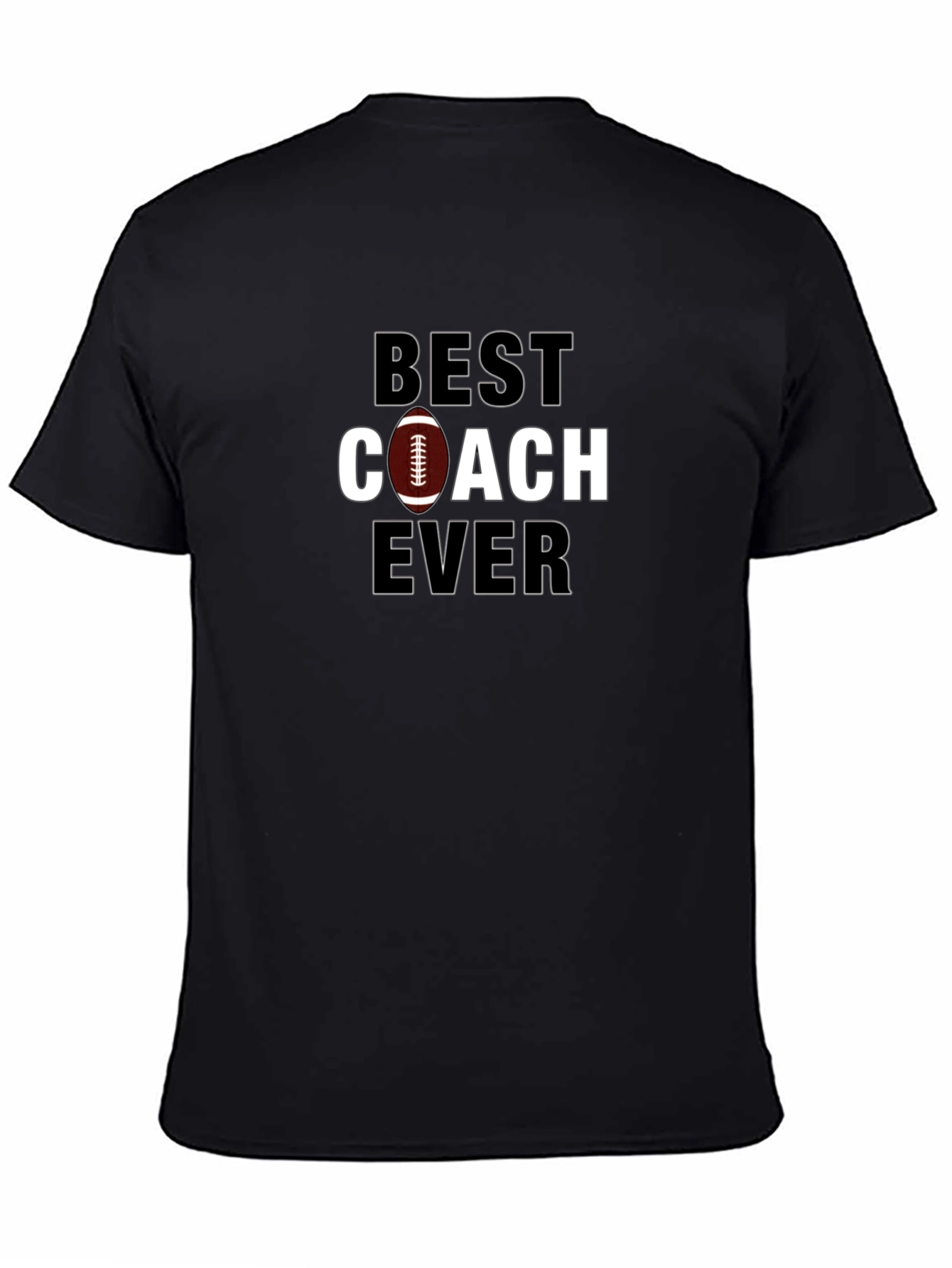 Black Best Coach Ever Football T-Shirt view 4