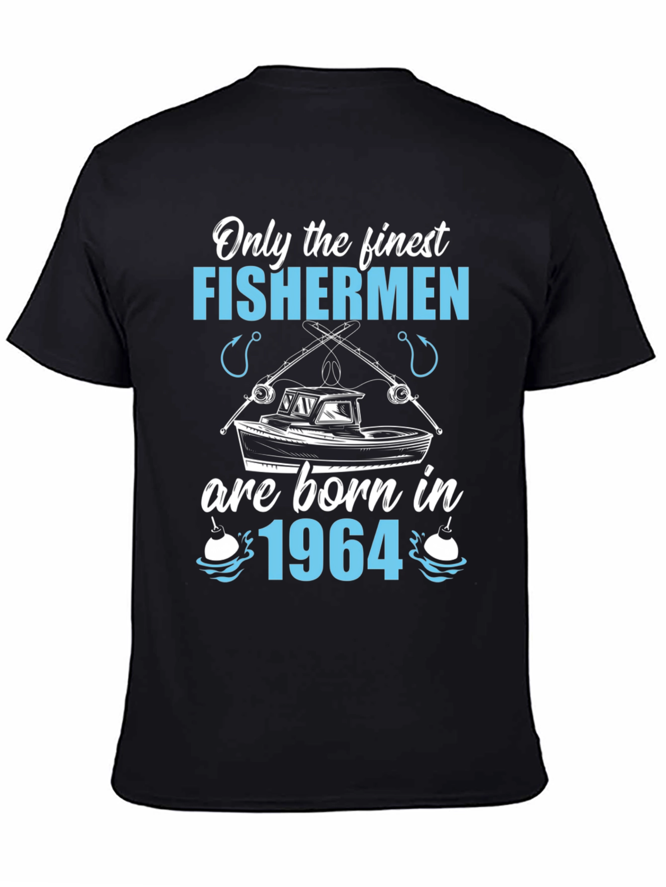 Black Finest Fishermen Born in 1964 T-Shirt view 4