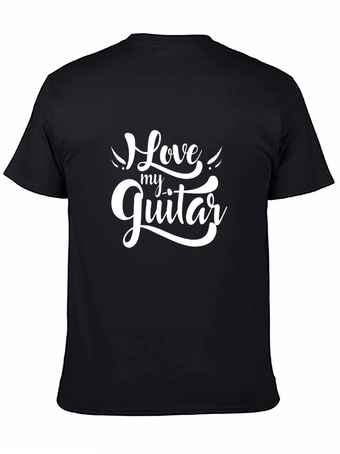 Black Love My Guitar Graphic T-Shirt - Black Cotton Tee view 4