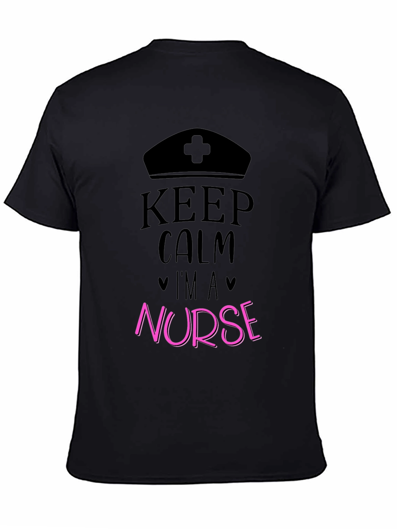 Black Keep Calm I'm A Nurse Black T-Shirt view 4