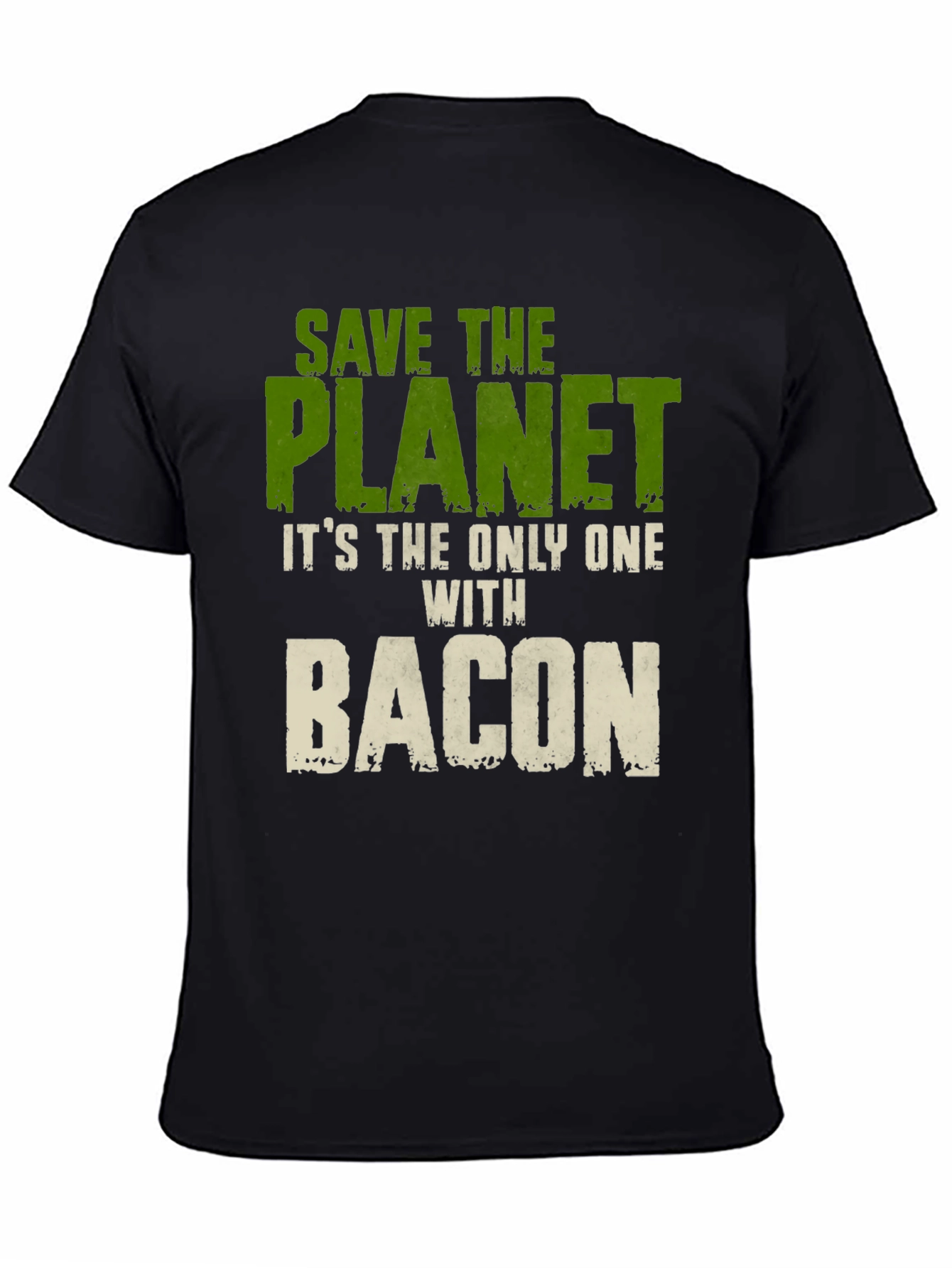 Black Save The Planet Bacon Graphic T-Shirt view 4