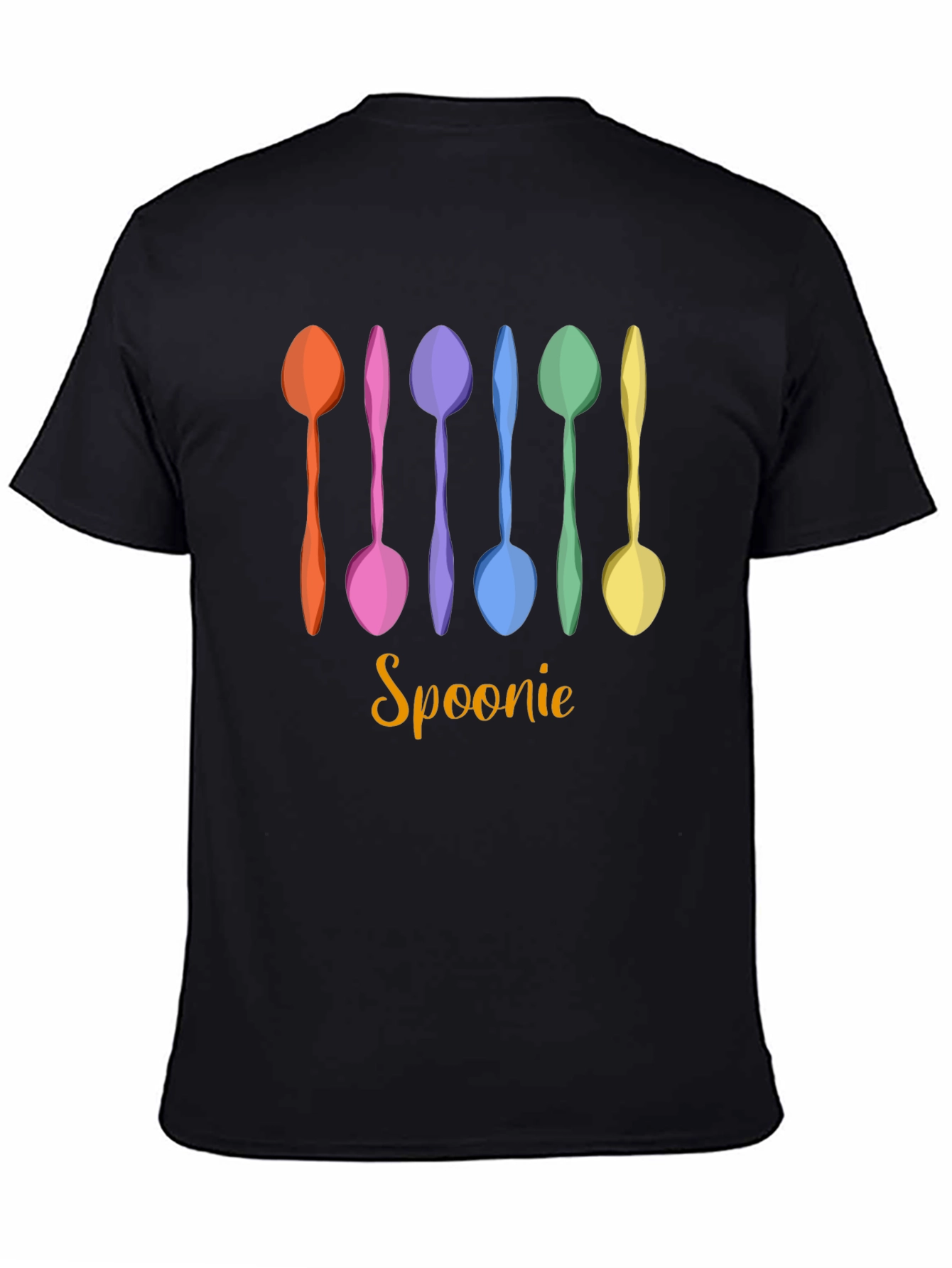 Black Spoonie T-Shirt - Colorful Spoon Design view 4