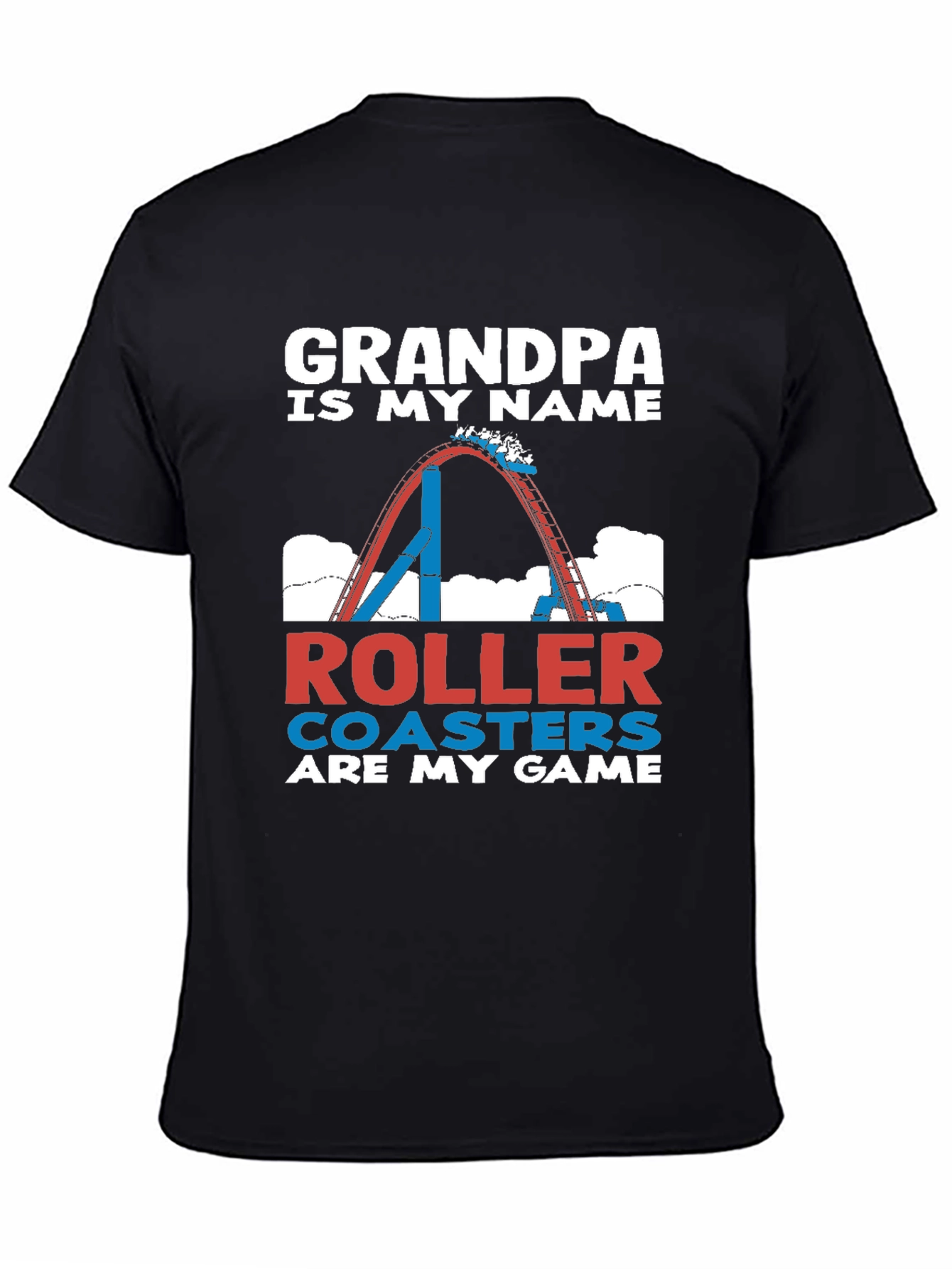Black Grandpa Roller Coaster Game T-Shirt view 4