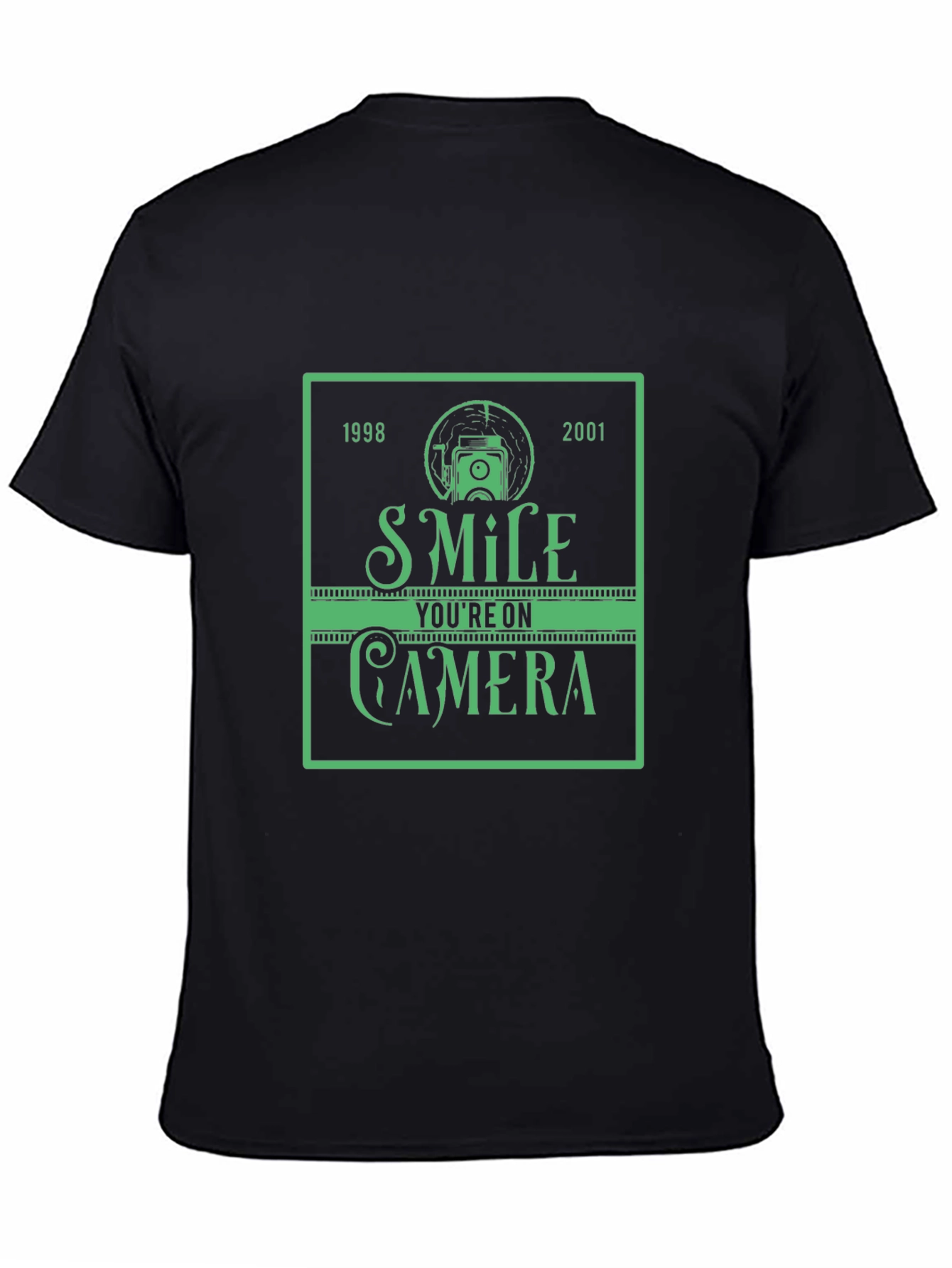 Black Smile You're on Camera Black T-Shirt view 4