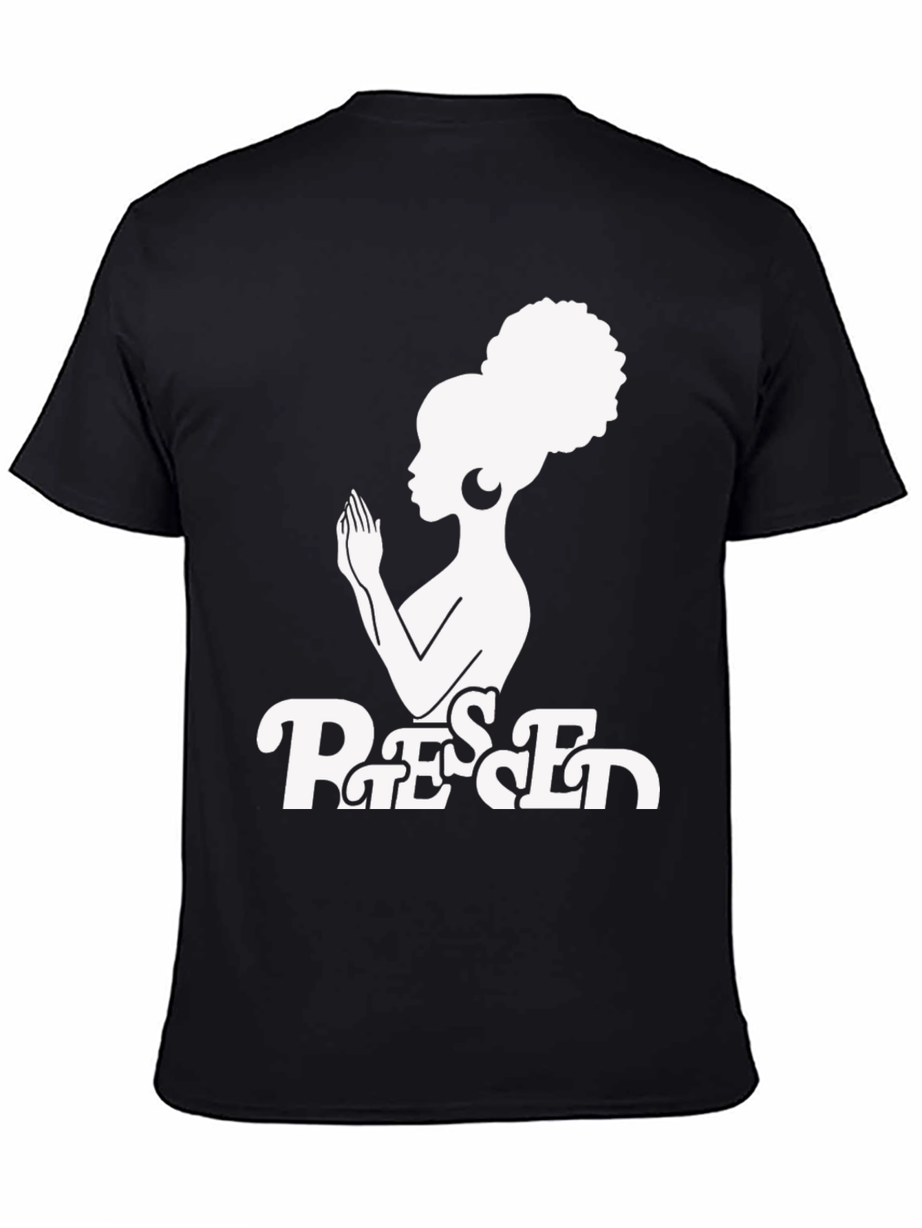 Black Blessed Graphic T-Shirt - Afro Woman Design view 4