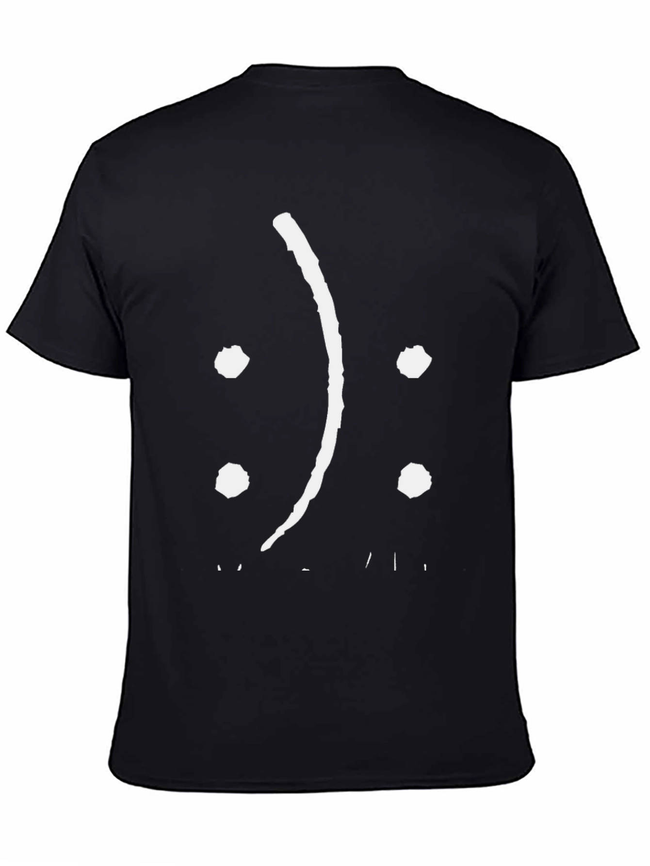 Black Sad Face Graphic Tee - Black Cotton Comfort view 4