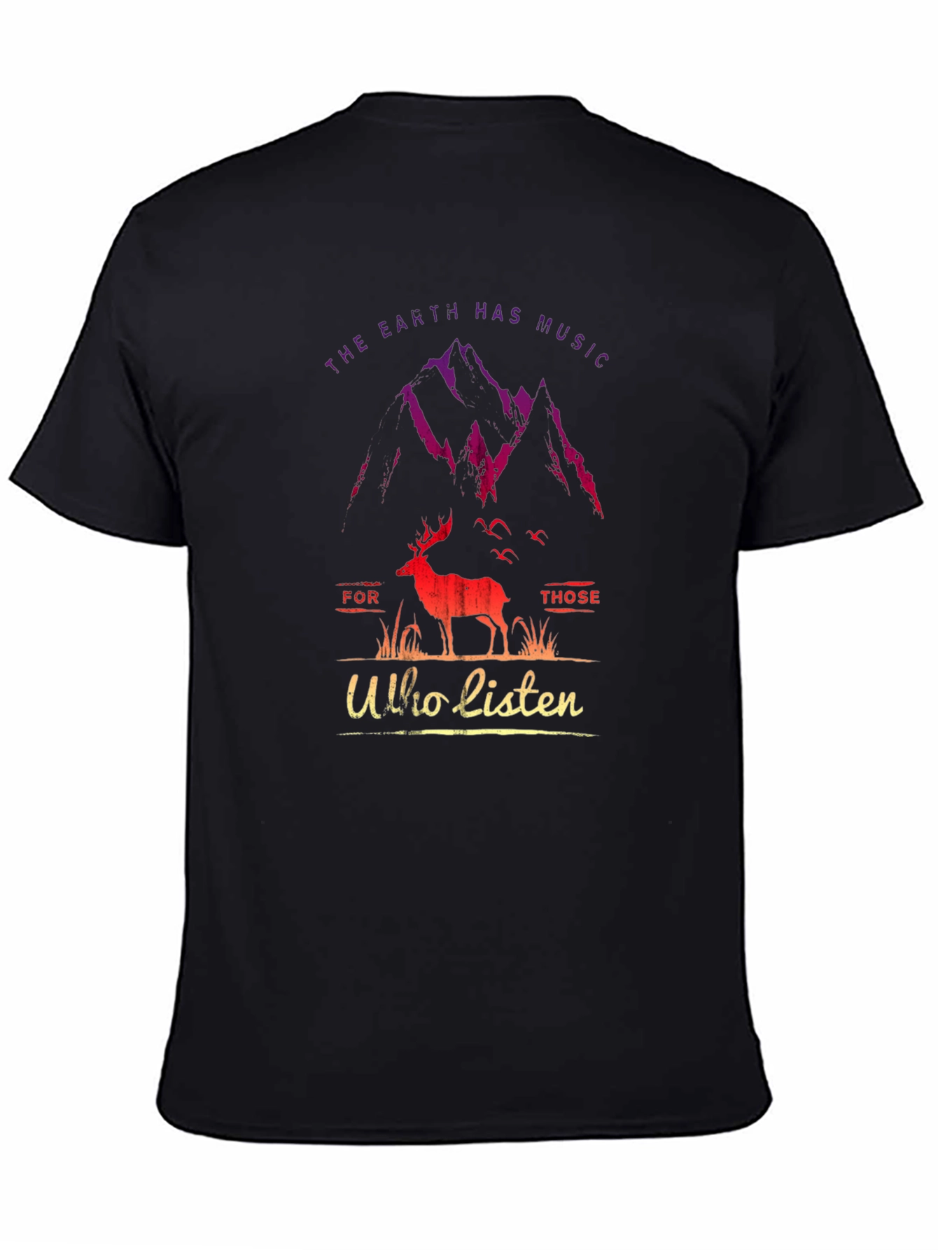 Black Earth Music Deer Graphic T-Shirt - Listen to Nature view 4