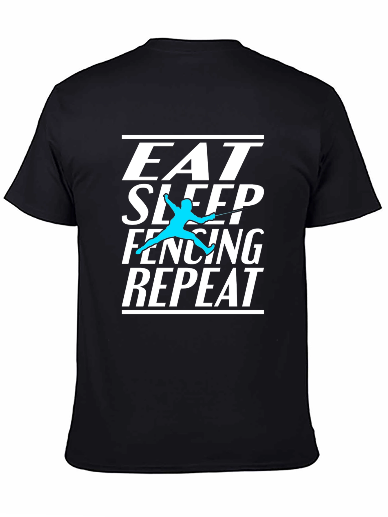 Black Eat Sleep Fencing Repeat Black T-Shirt view 4