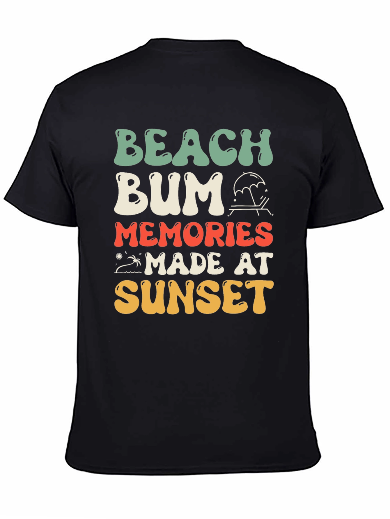Black Beach Bum Sunset Memories T-Shirt view 4