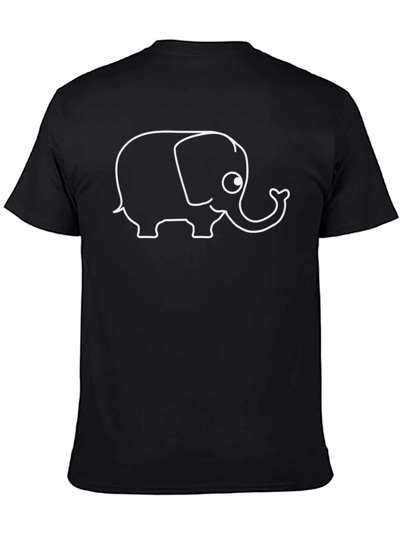 Black Elephant Outline Graphic Tee - Black Cotton Shirt view 4