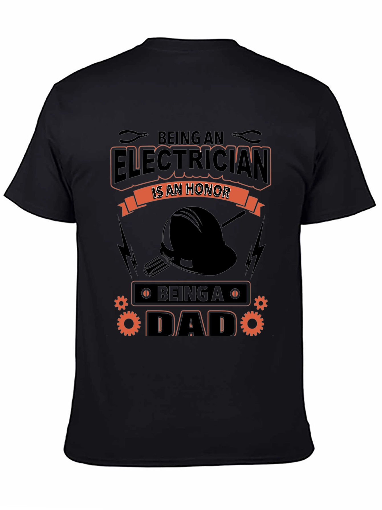 Black Electrician Dad Black T-Shirt view 4
