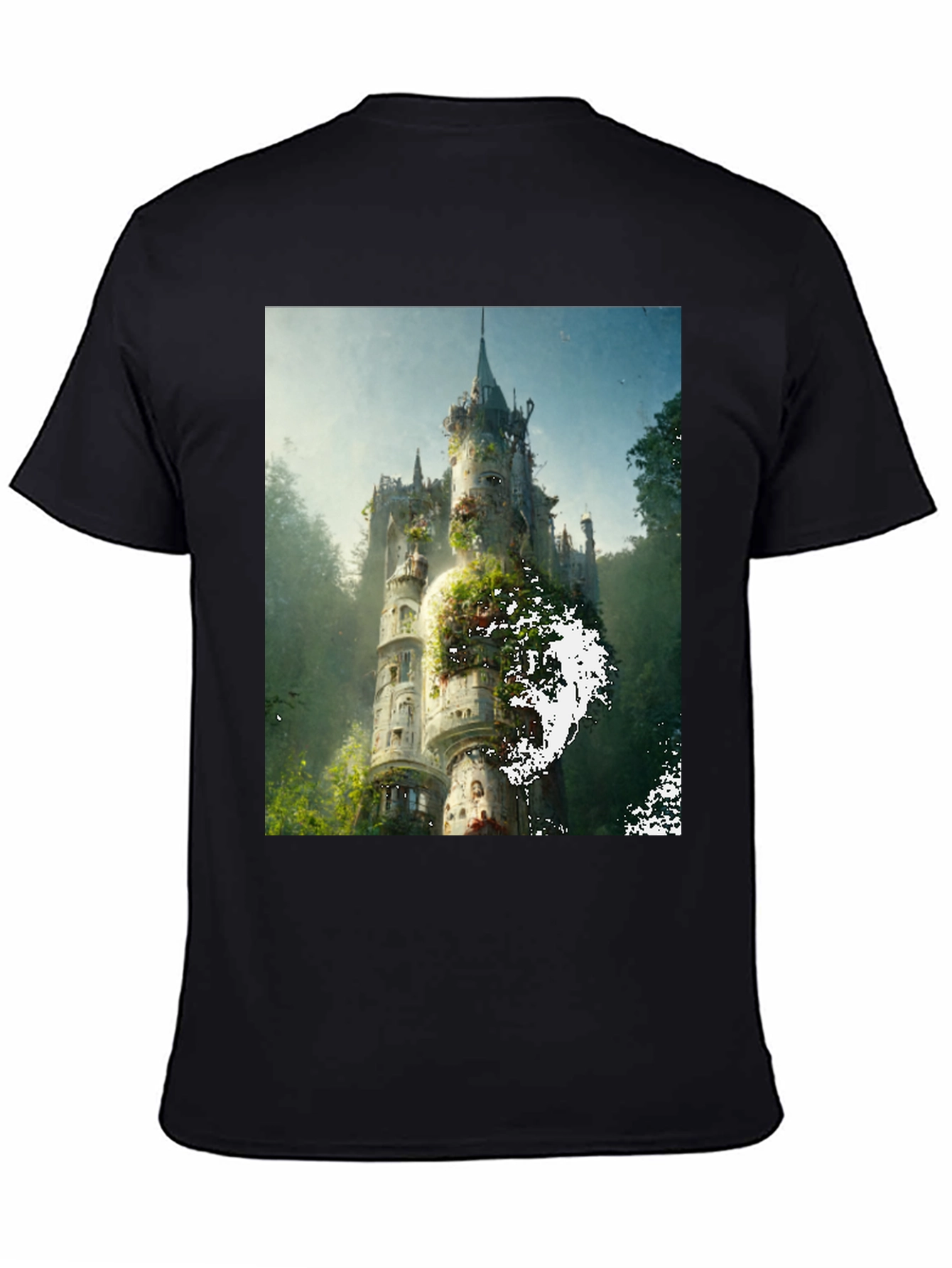 Black Enchanted Castle Graphic Tee - Black Cotton Comfort view 4