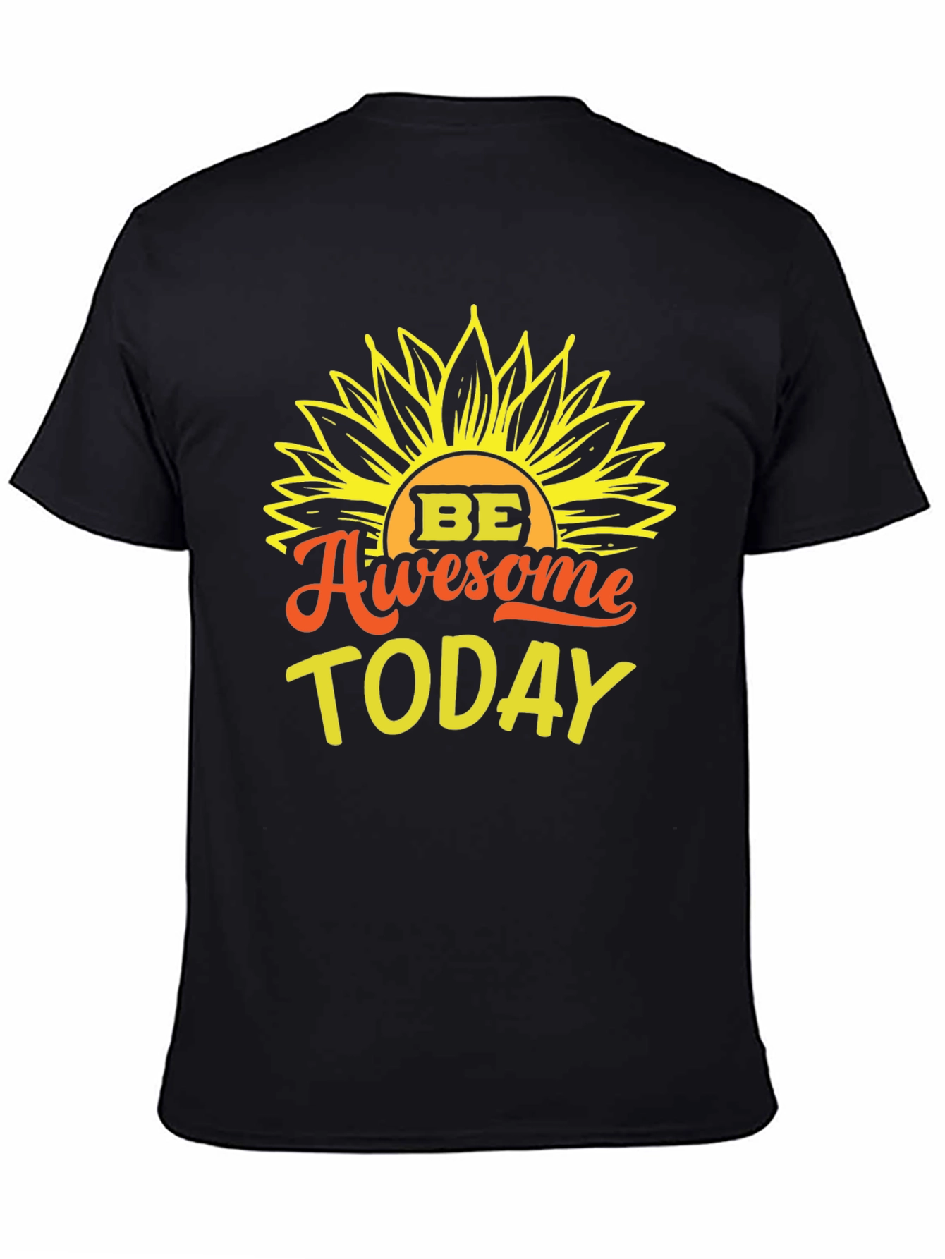 Black Be Awesome Today Sunflower Graphic Tee - Black view 4