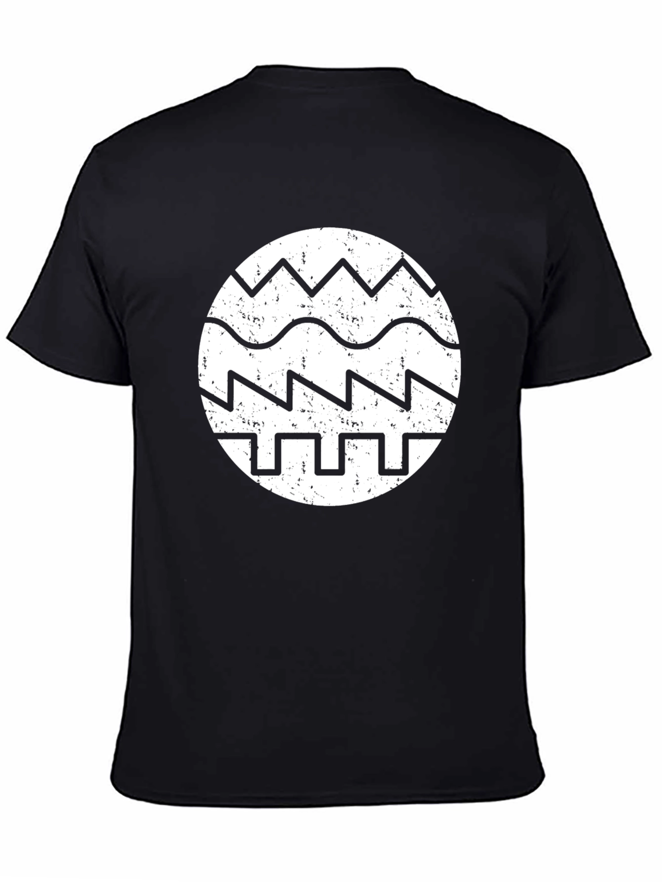 Black Retro Waveform Graphic Tee - Black Cotton view 4