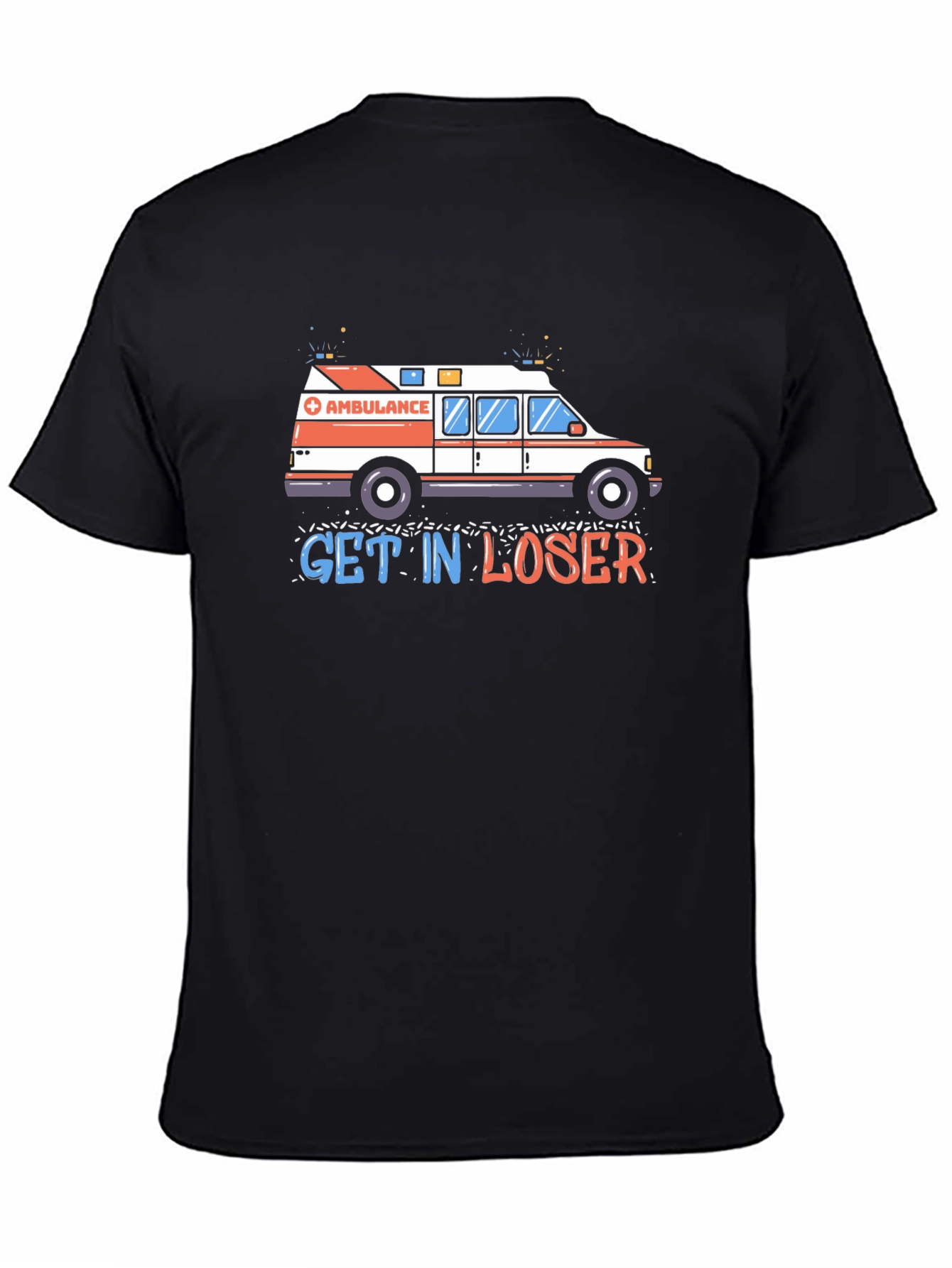 Black Get in Loser Ambulance Tee view 4