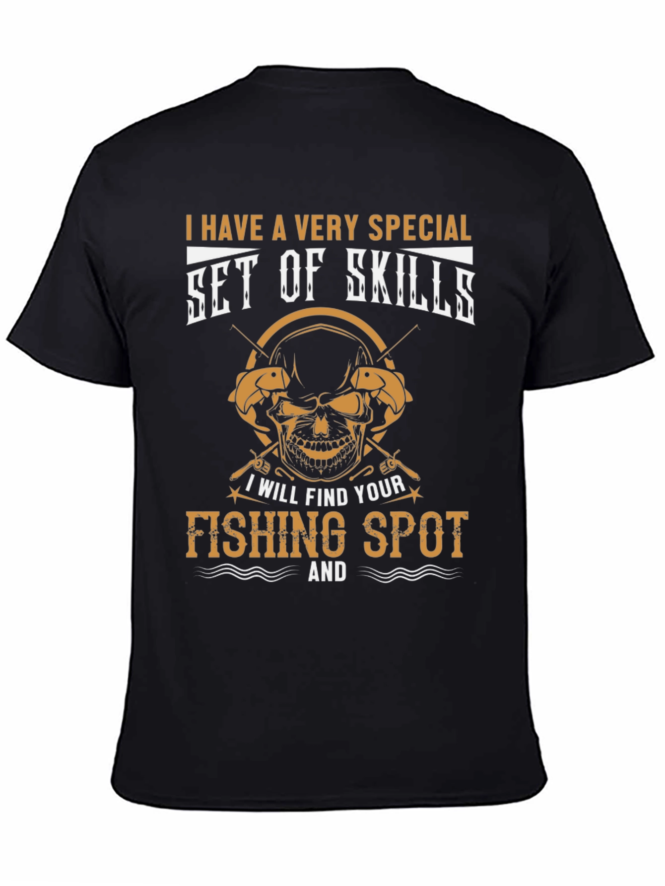 Black Funny Fishing T-Shirt - "Set of Skills" Tee view 4