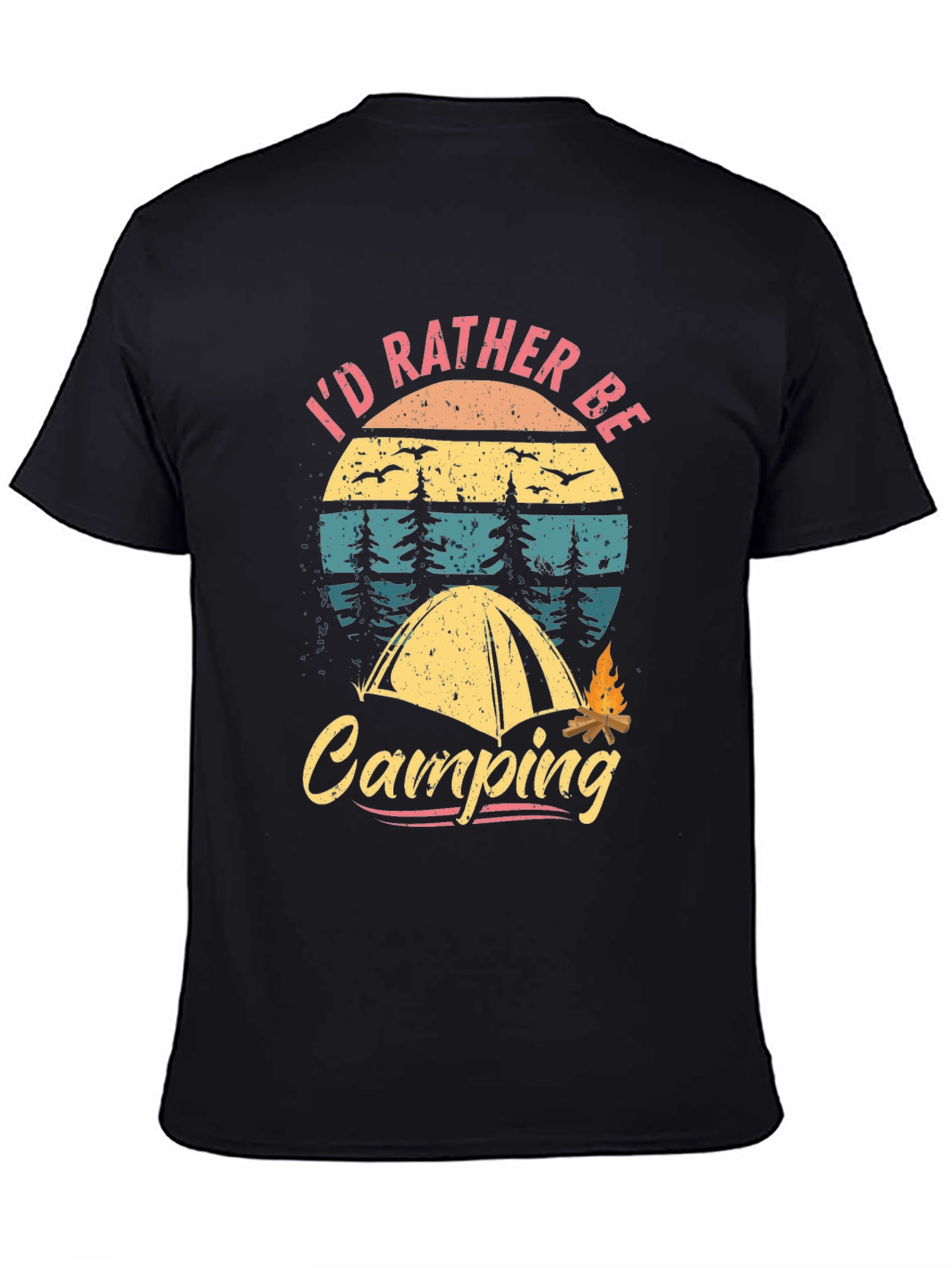 Black Camping Graphic T-Shirt - Outdoors Adventure Tee view 4