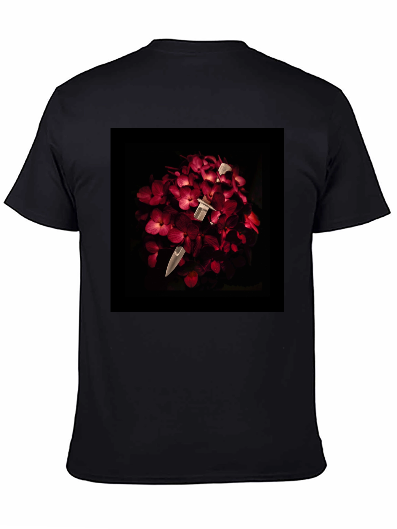 Black Floral Dagger Tee - Edgy & Unique Style view 4