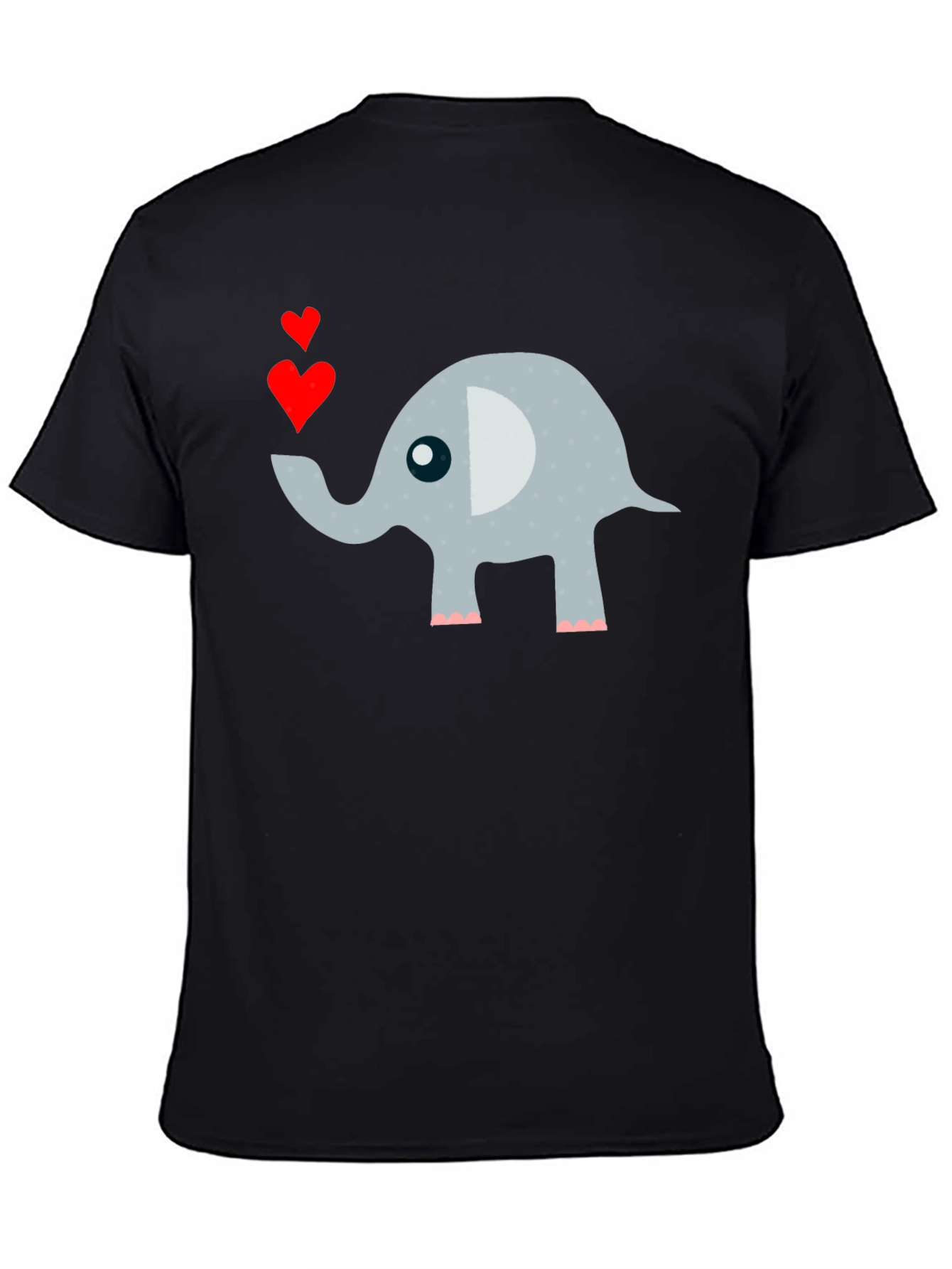 Black Elephant Love Men's T-Shirt Cute Animal Tee view 4