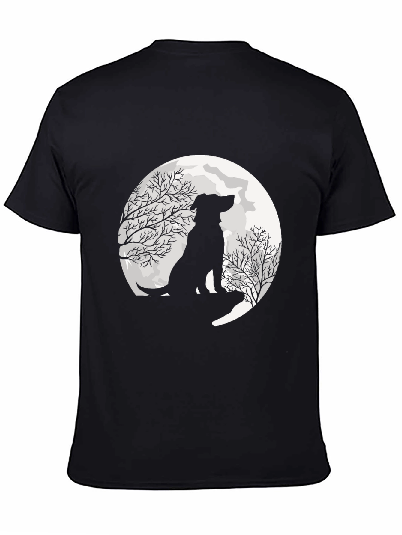Black Moonlit Dog Silhouette Graphic Tee view 4