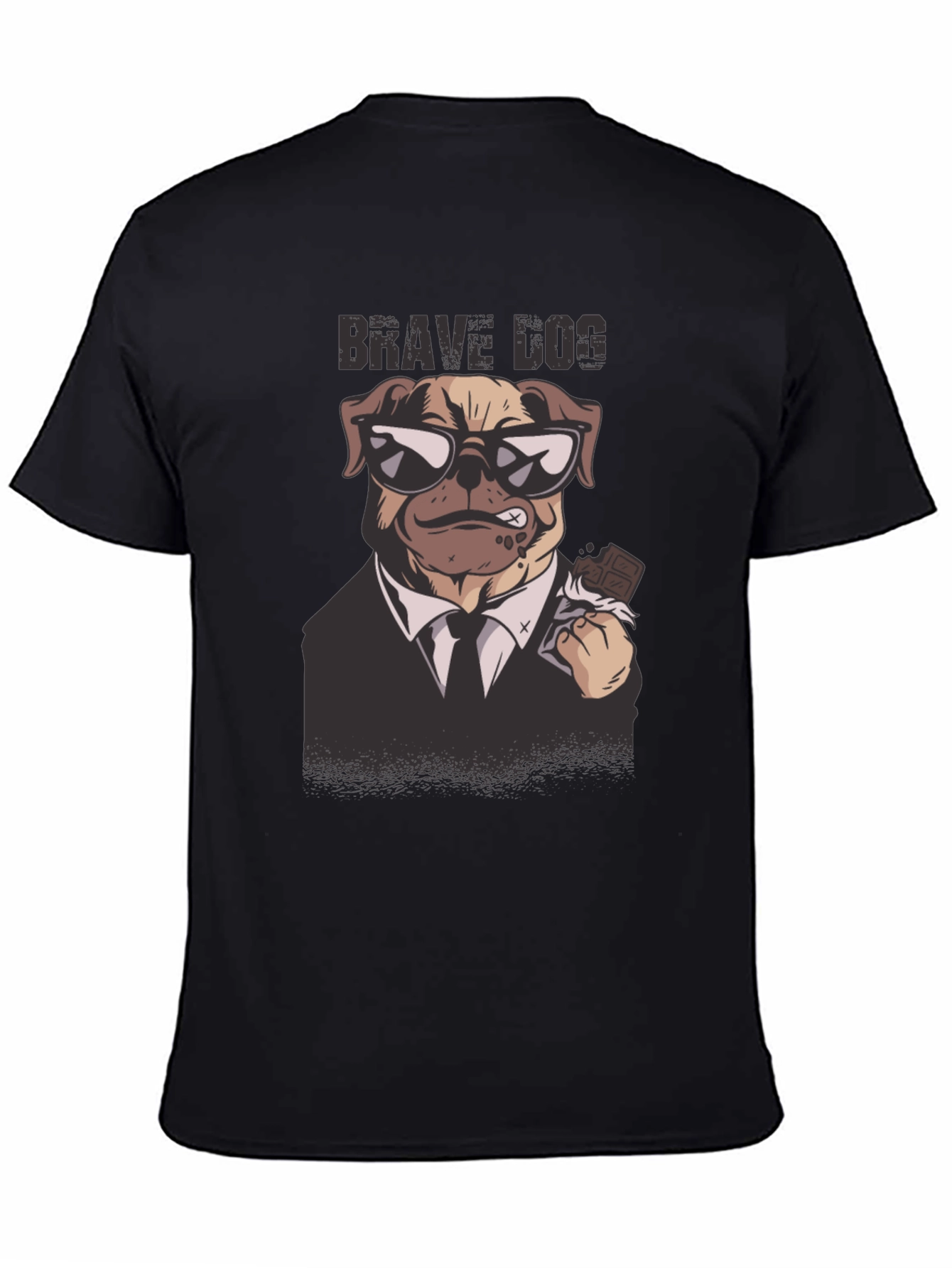 Black Brave Dog Graphic Tee - Cool Canine Design view 4
