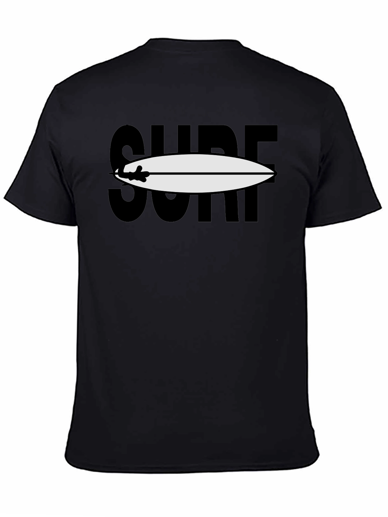 Black Surfboard Graphic Tee - Black Cotton Blend view 4