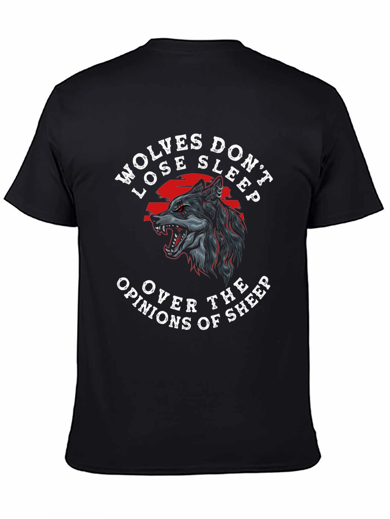 Black Wolves Don't Lose Sleep Graphic Tee - Black view 4