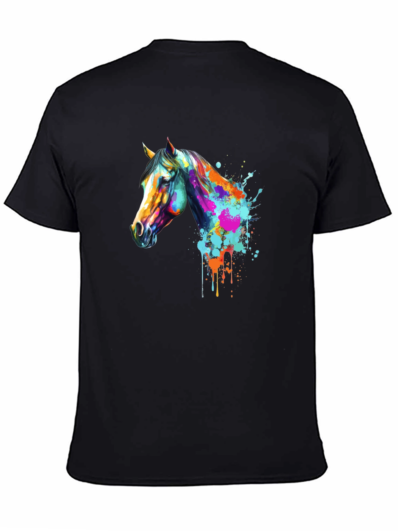 Black Abstract Horse Graphic T-Shirt view 4
