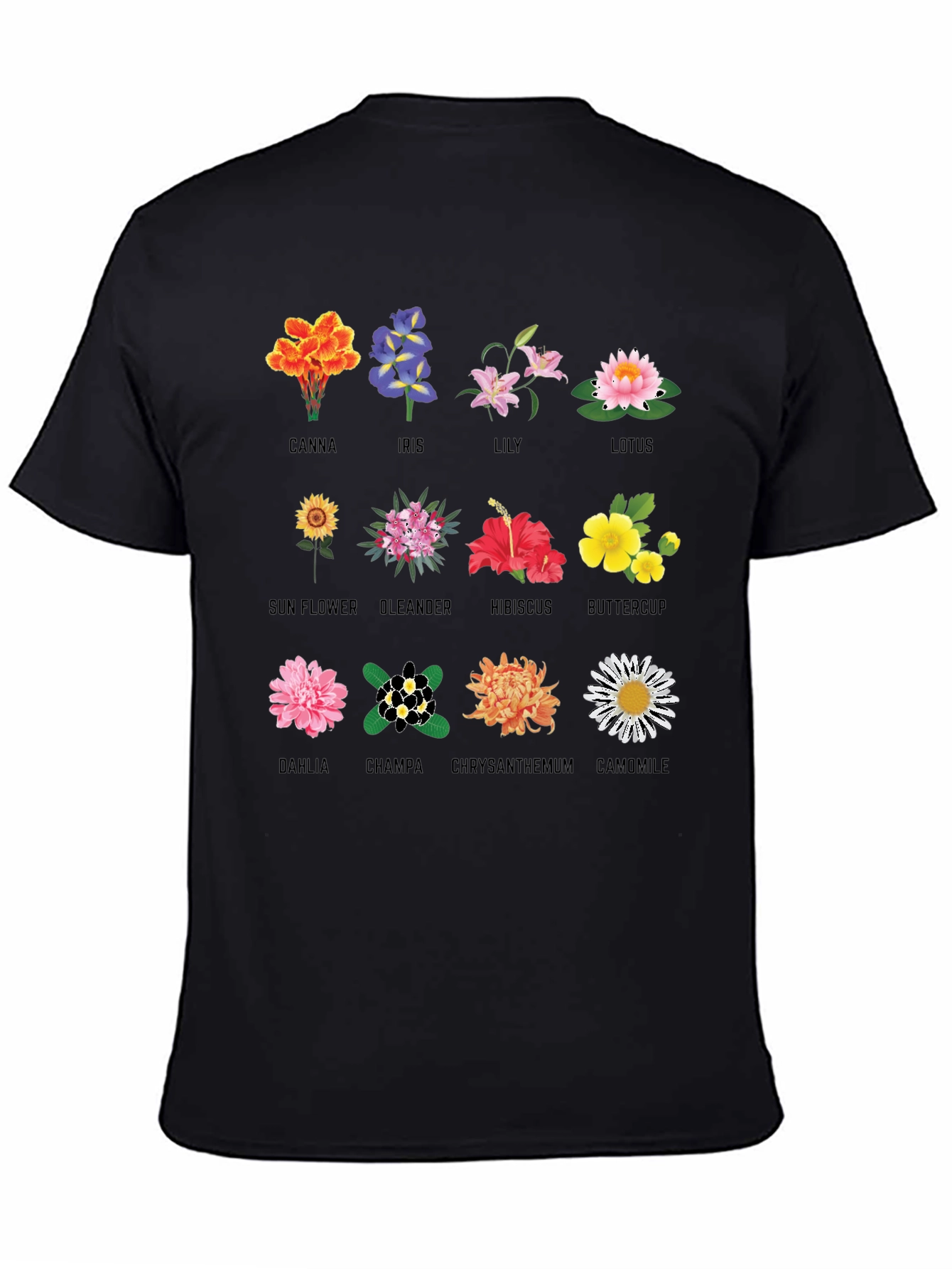 Black Floral Anatomy T-Shirt: Botanical Flower Graphic Tee view 4