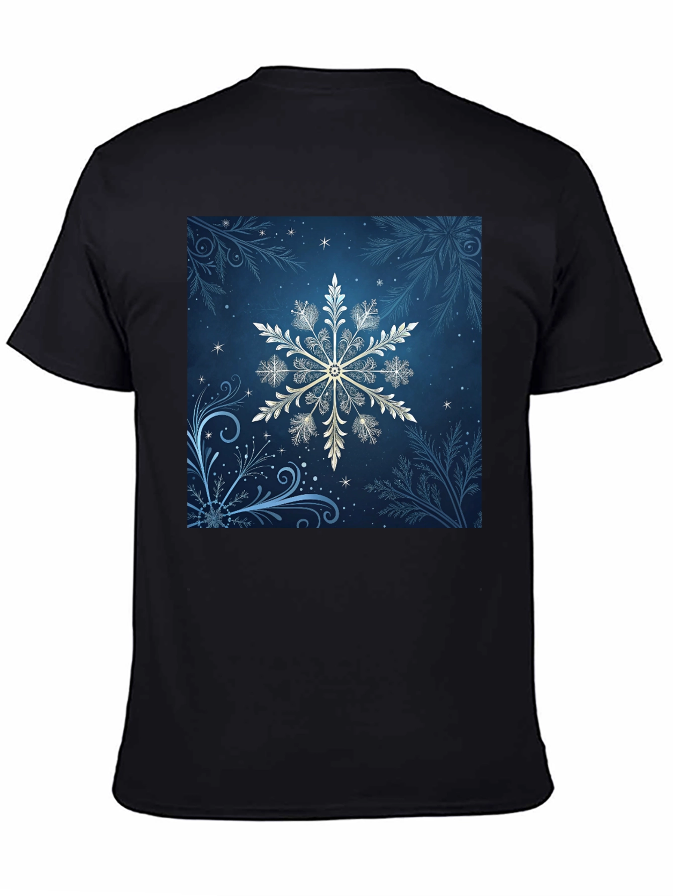 Black Snowflake Graphic Tee - Black Cotton Blend view 4